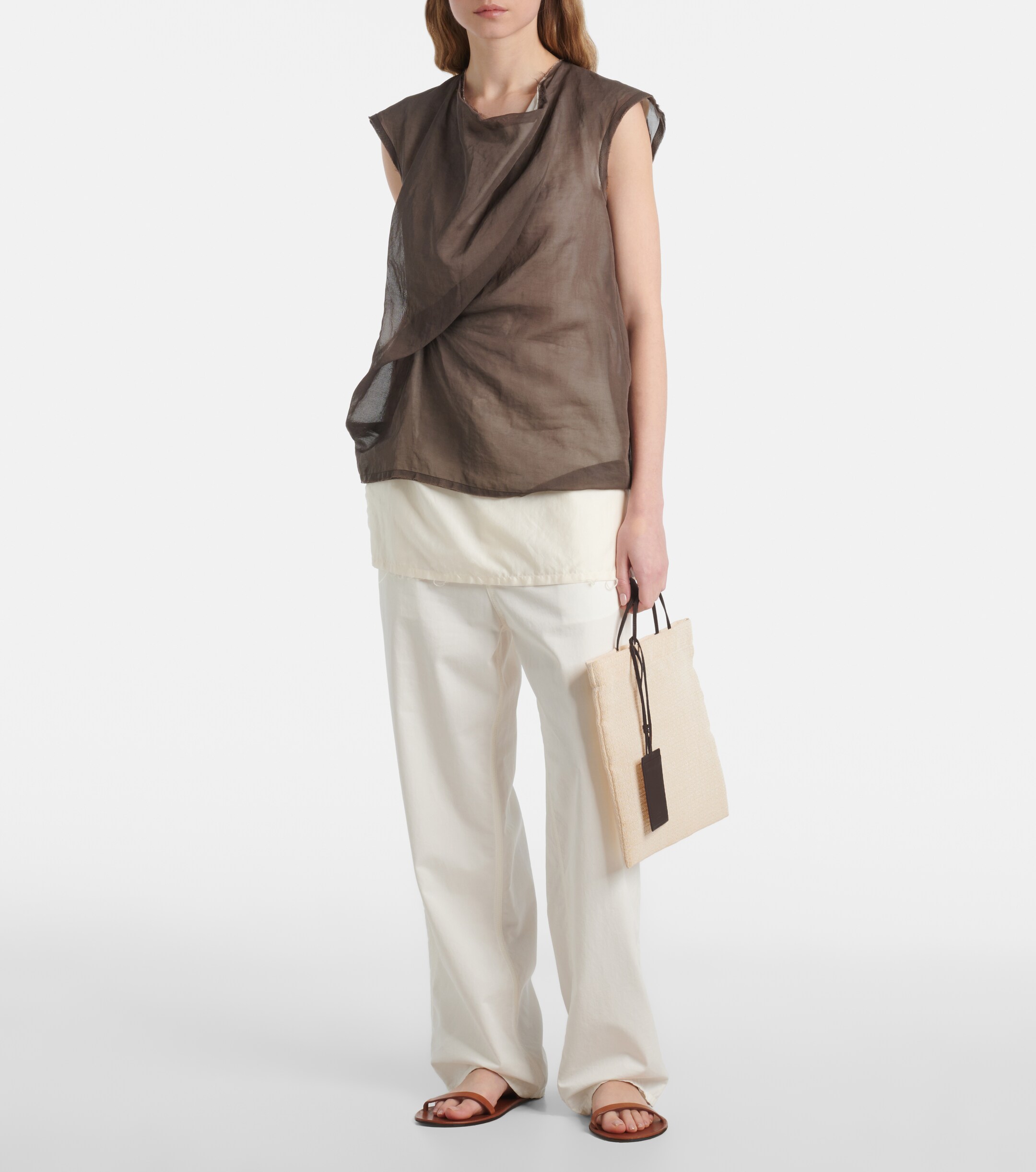 The Row Barn Mini leather-trimmed tote bag