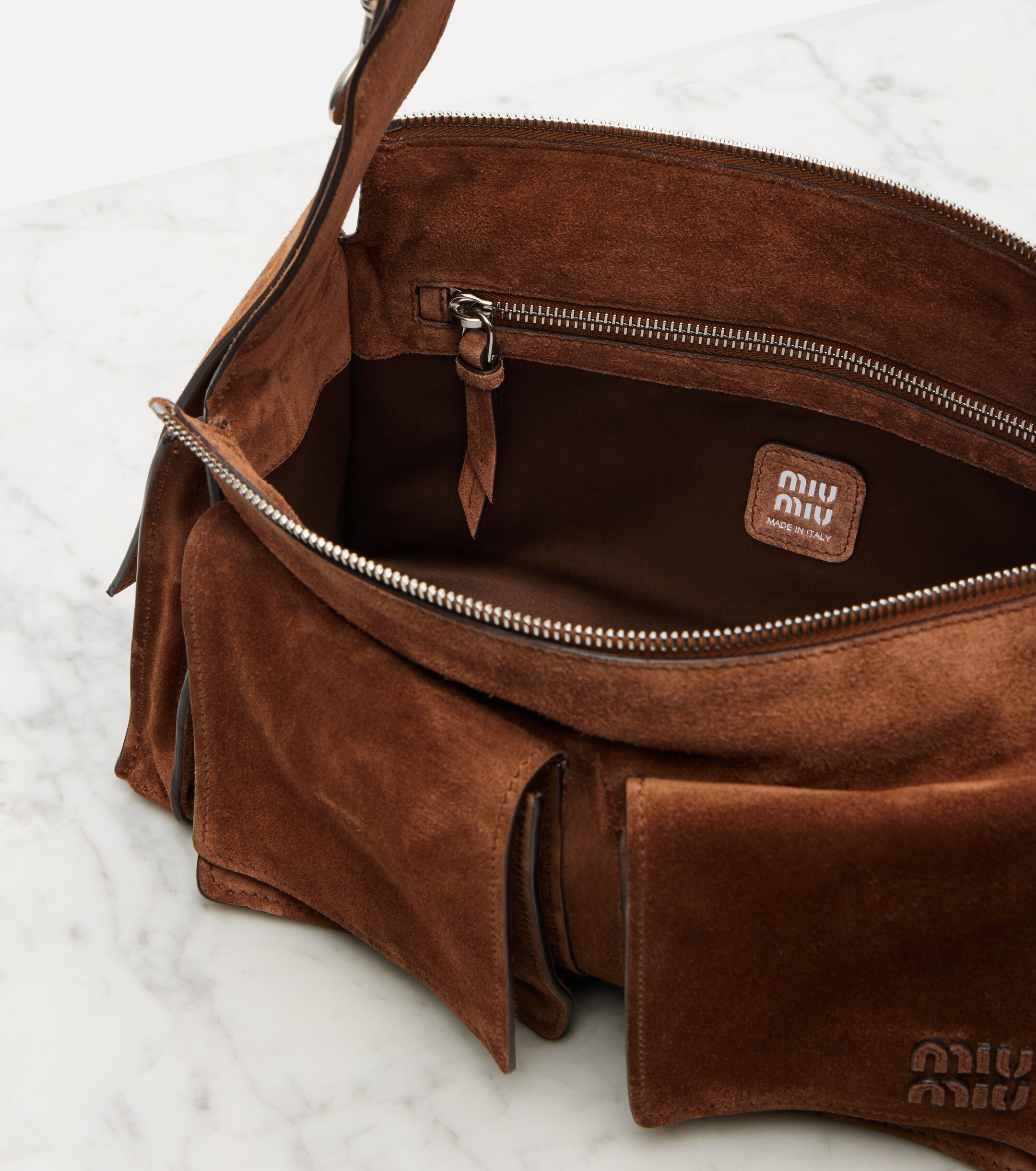 Miu Miu Utilitaire suede shoulder bag