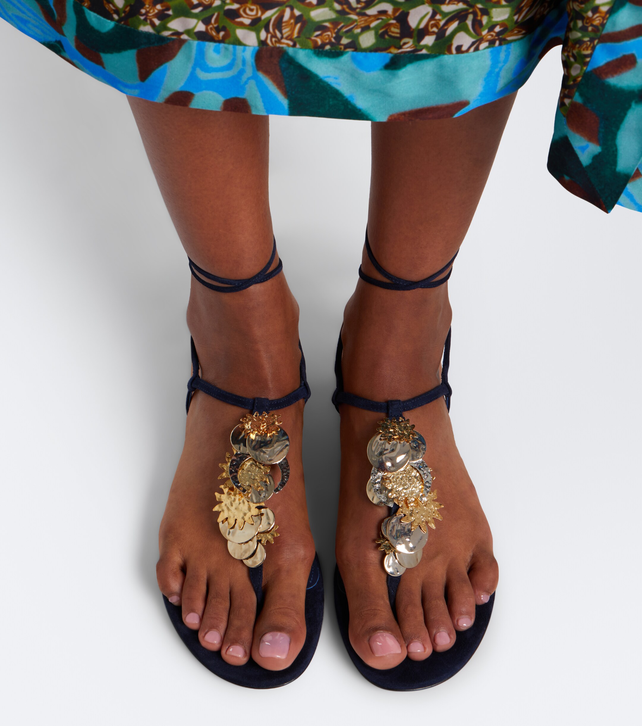 AQUAZZURA Aquazzura Night Stars embellished suede thong sandals