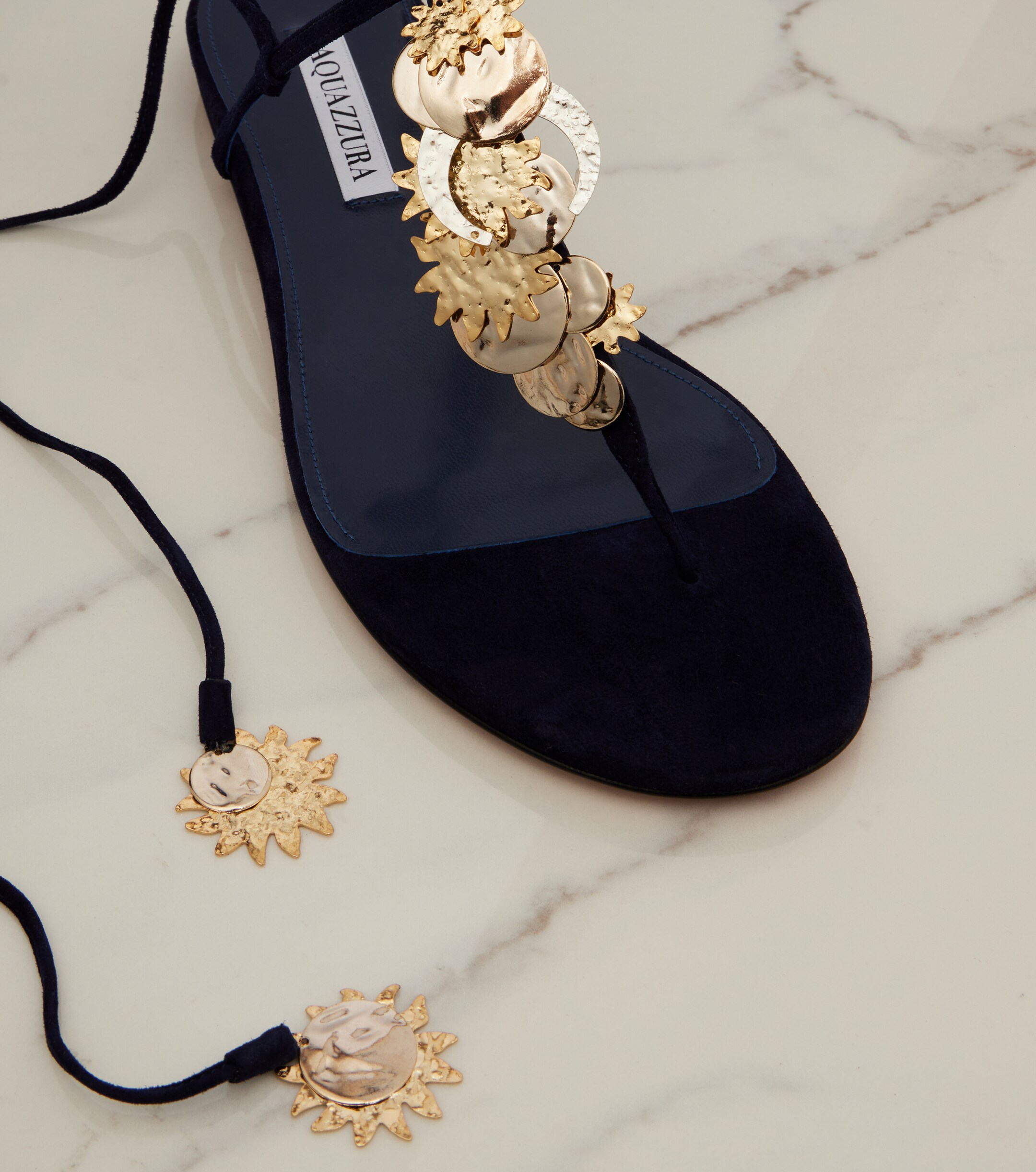 AQUAZZURA Aquazzura Night Stars embellished suede thong sandals