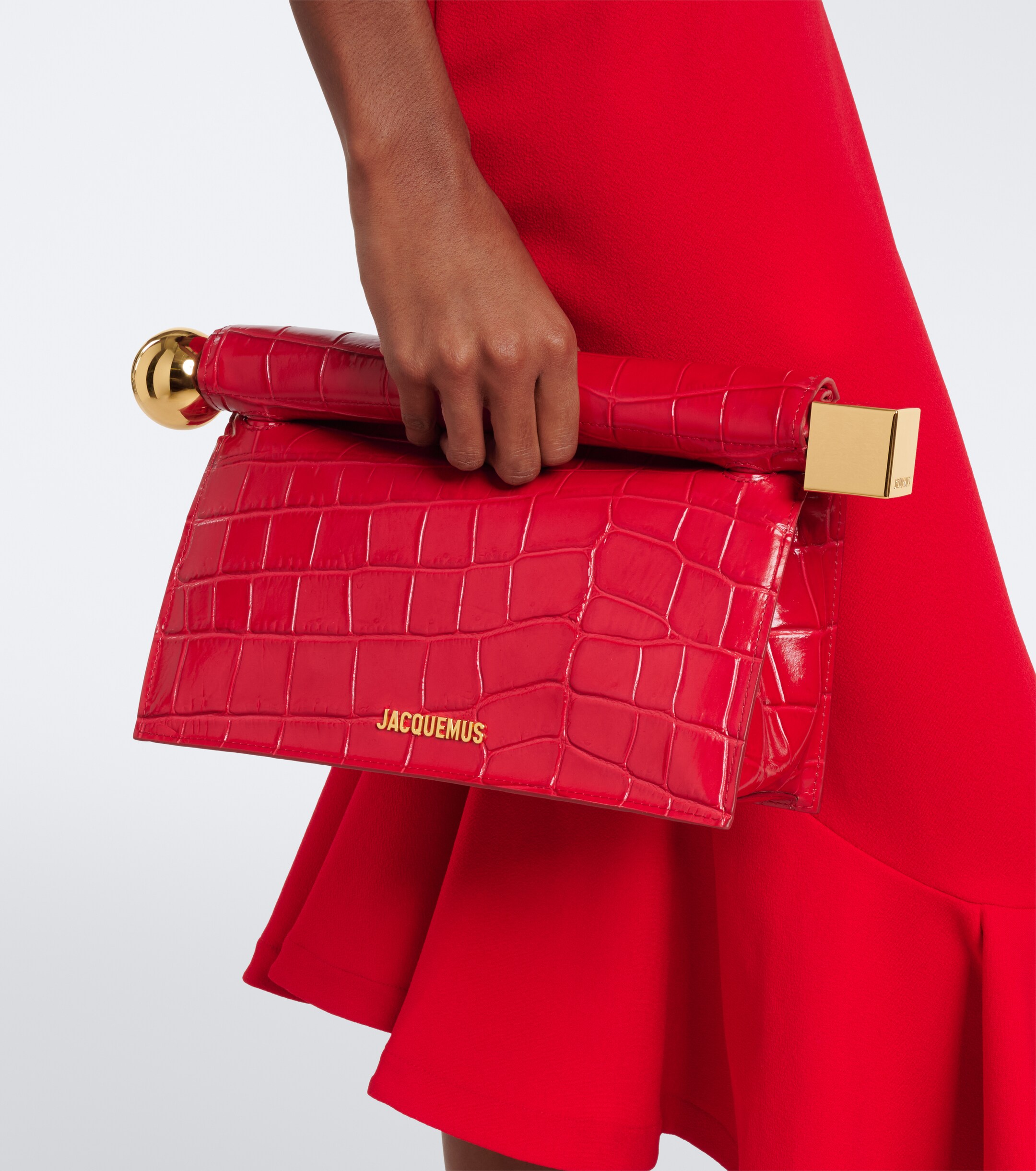 Jacquemus Rond Carré Small croc-effect leather clutch