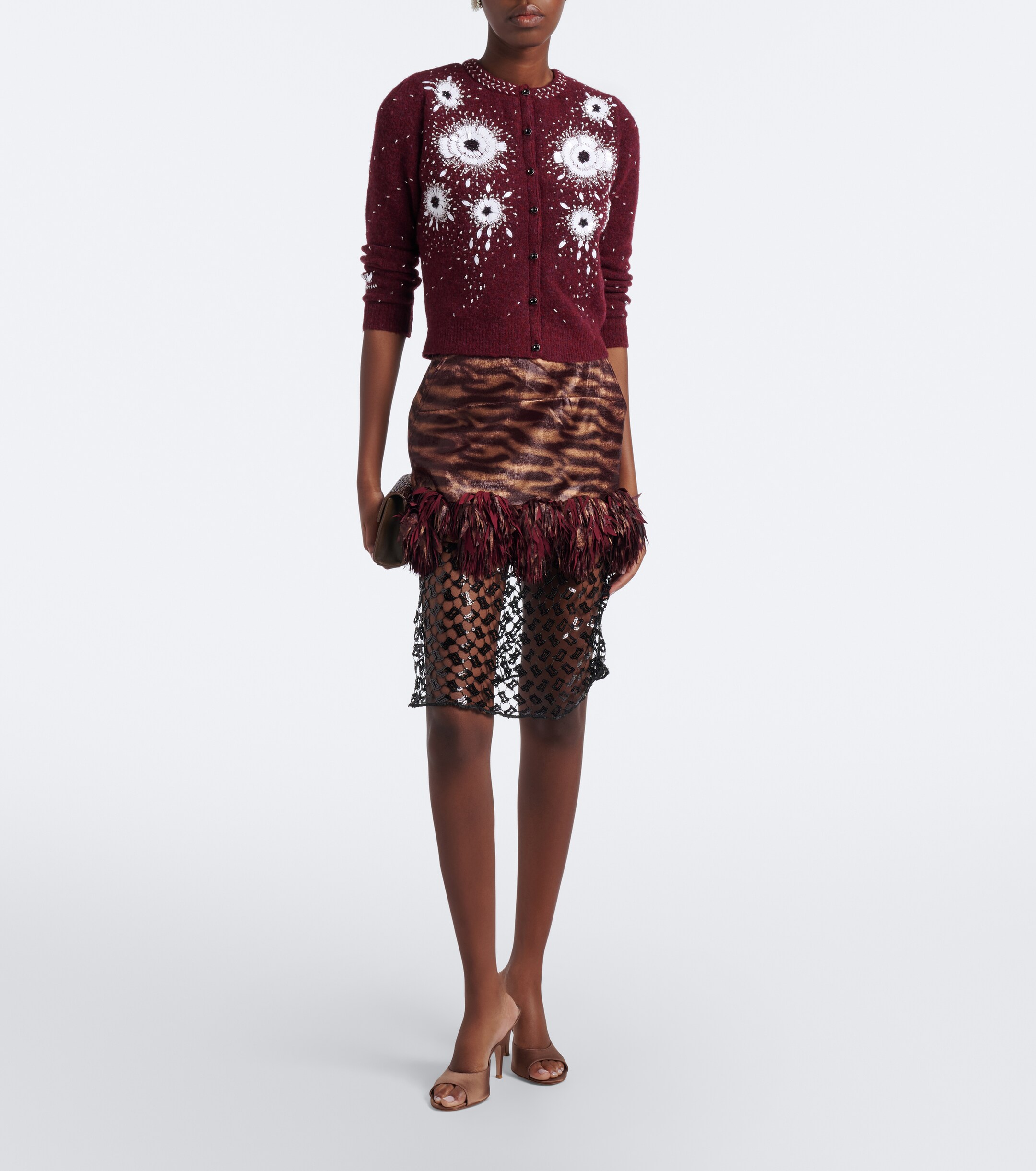 Jacques Wei Jacques Wei Fringed paneled sequined miniskirt
