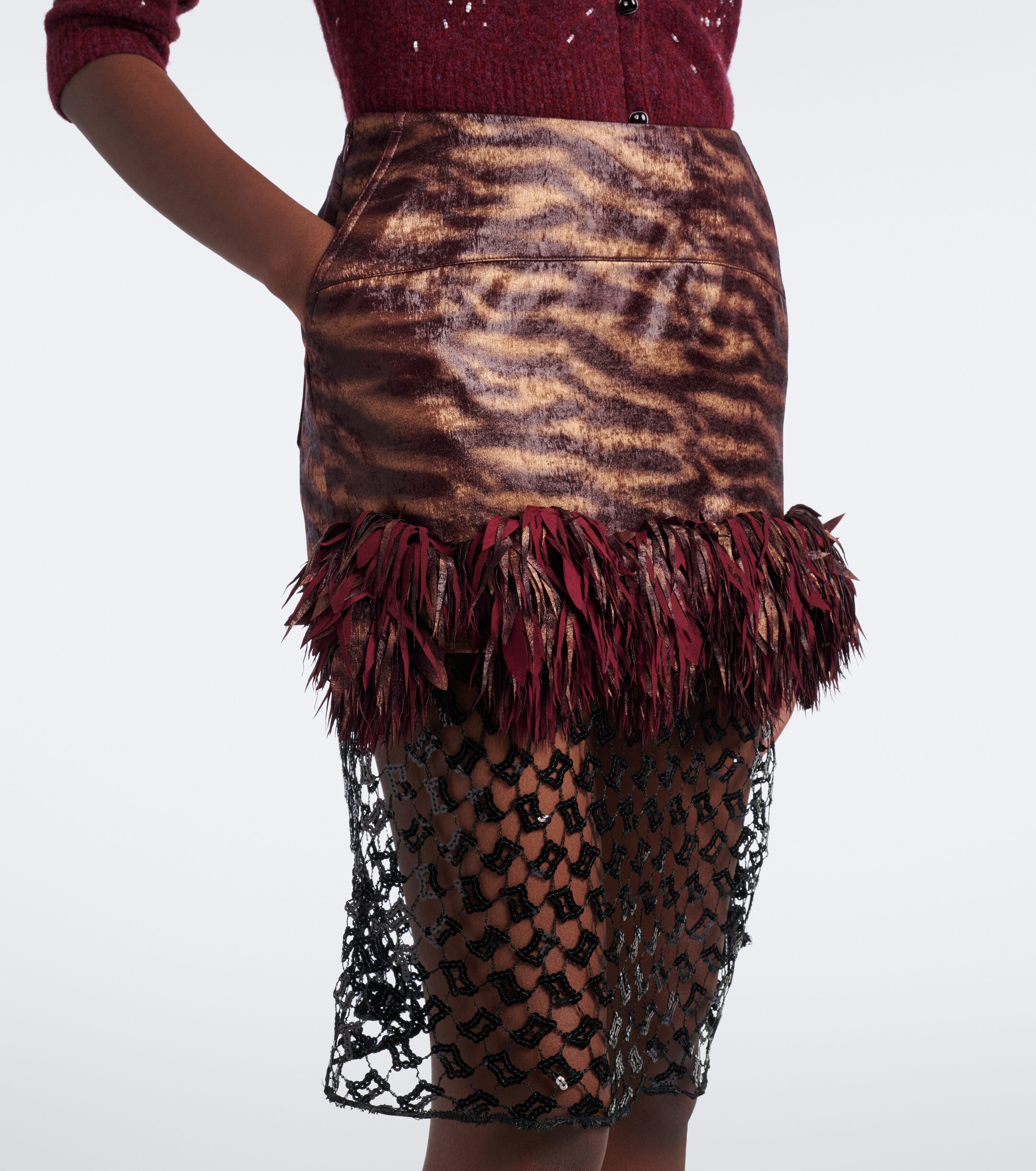 Jacques Wei Jacques Wei Fringed paneled sequined miniskirt