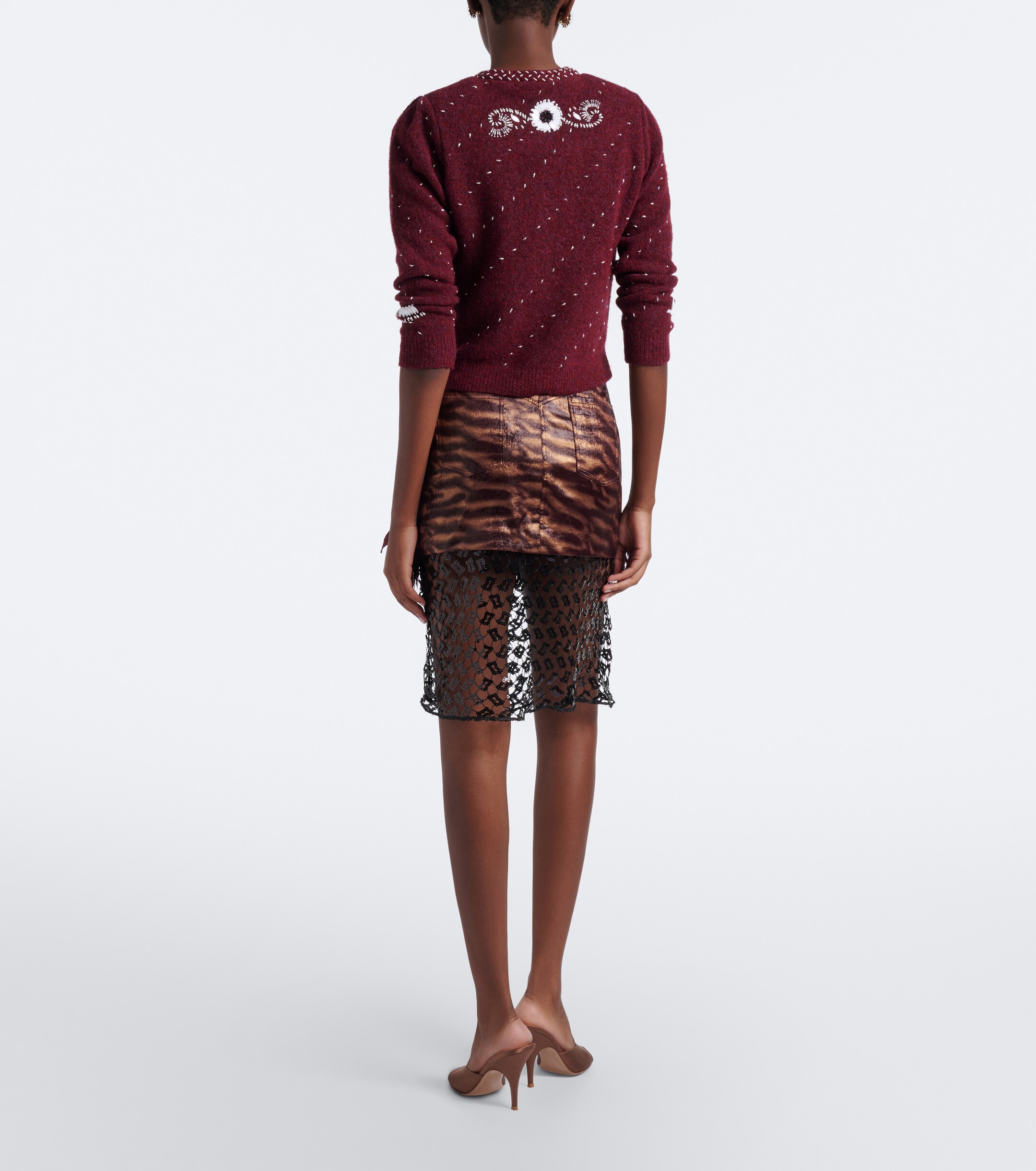 Jacques Wei Jacques Wei Fringed paneled sequined miniskirt