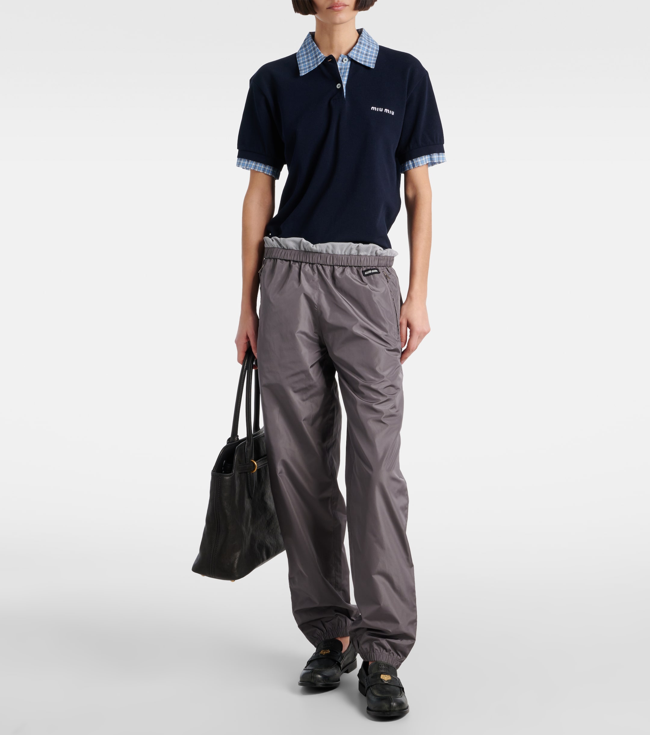 Miu Miu - Mesh-trimmed technical straight pants | Plush