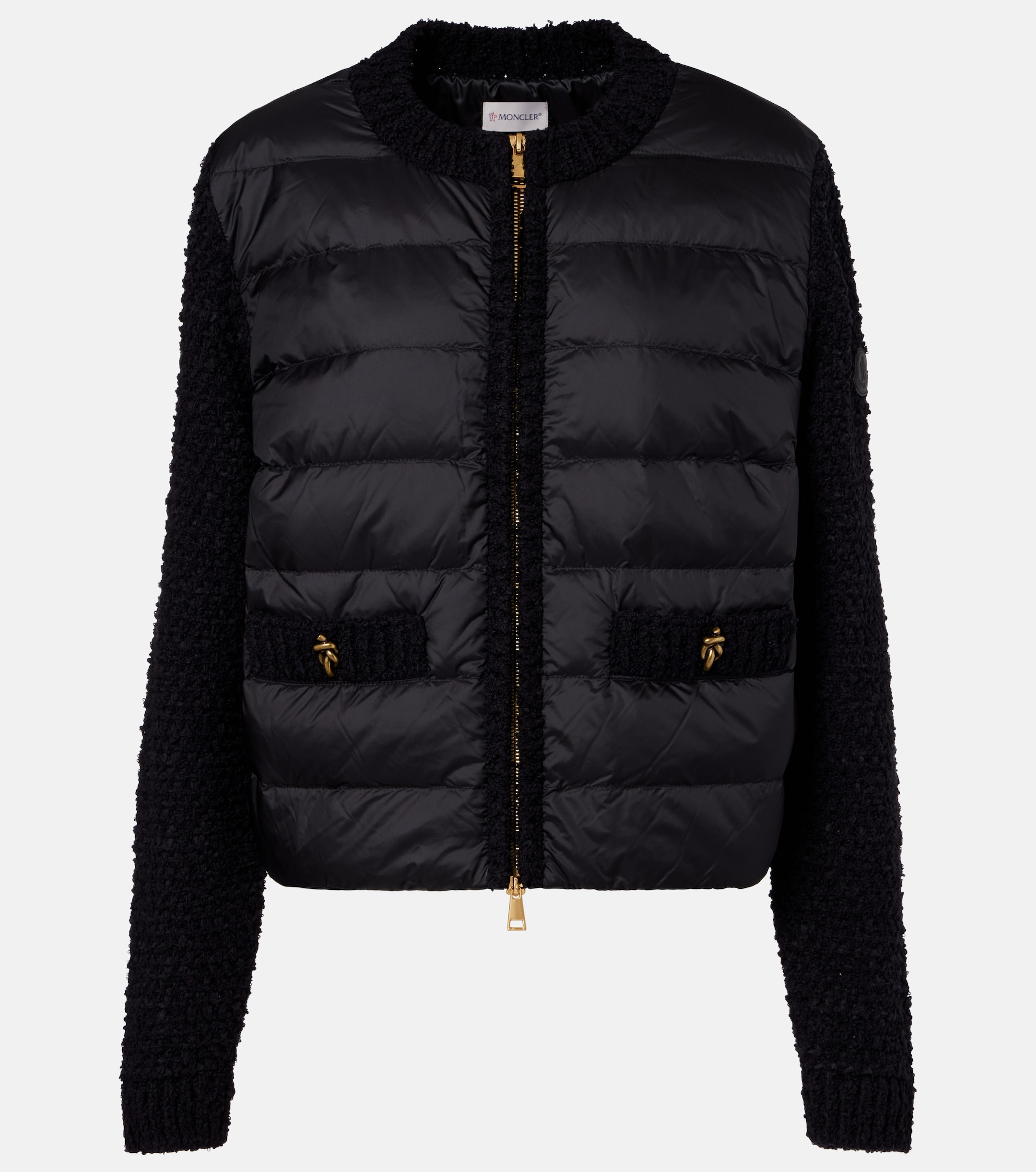 Moncler - Down-paneled bouclé-trimmed zip-up cardigan | Plush