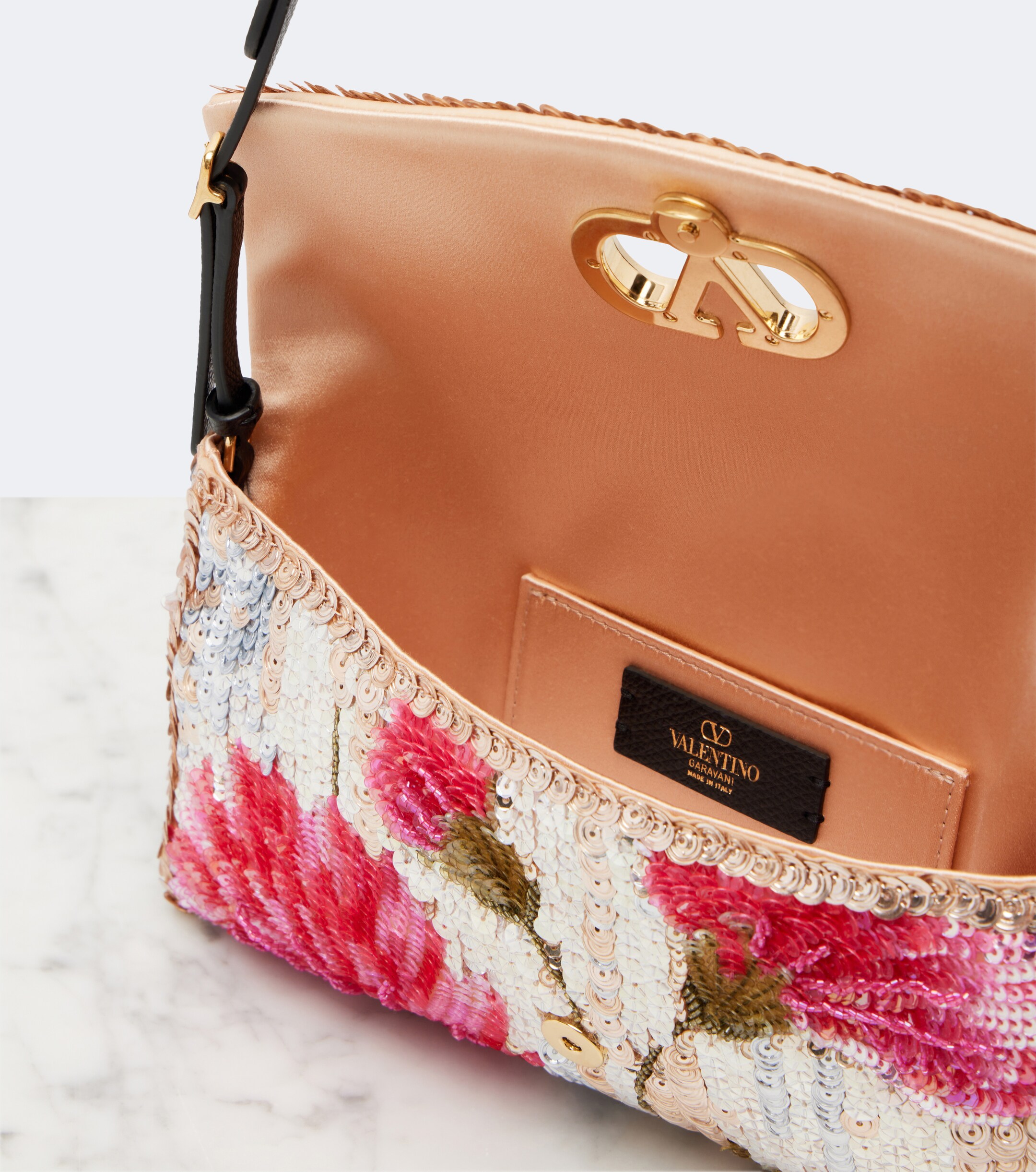 Valentino Garavani DeVain Small floral sequined shoulder bag thumbnail