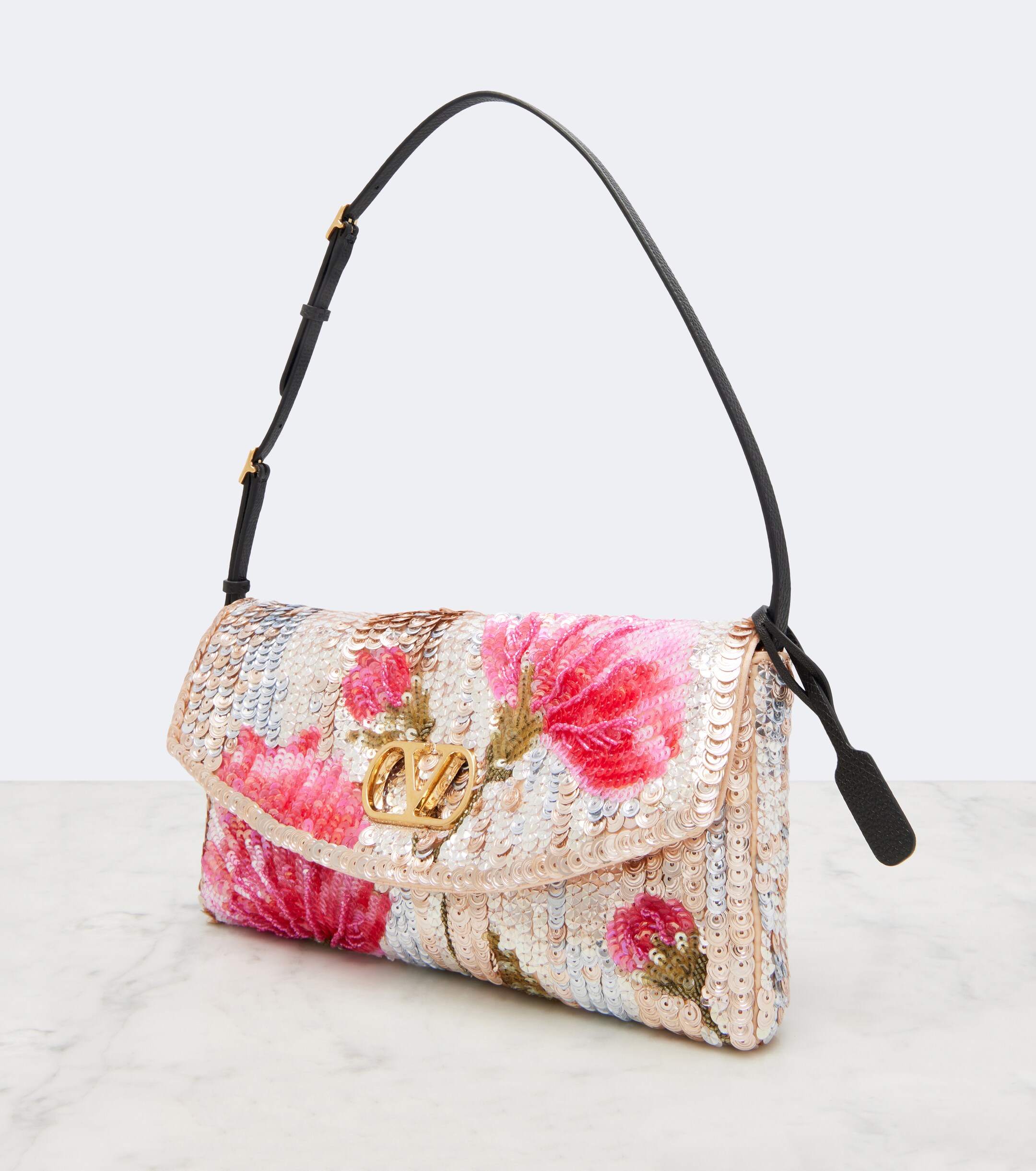 Valentino Garavani DeVain Small floral sequined shoulder bag thumbnail