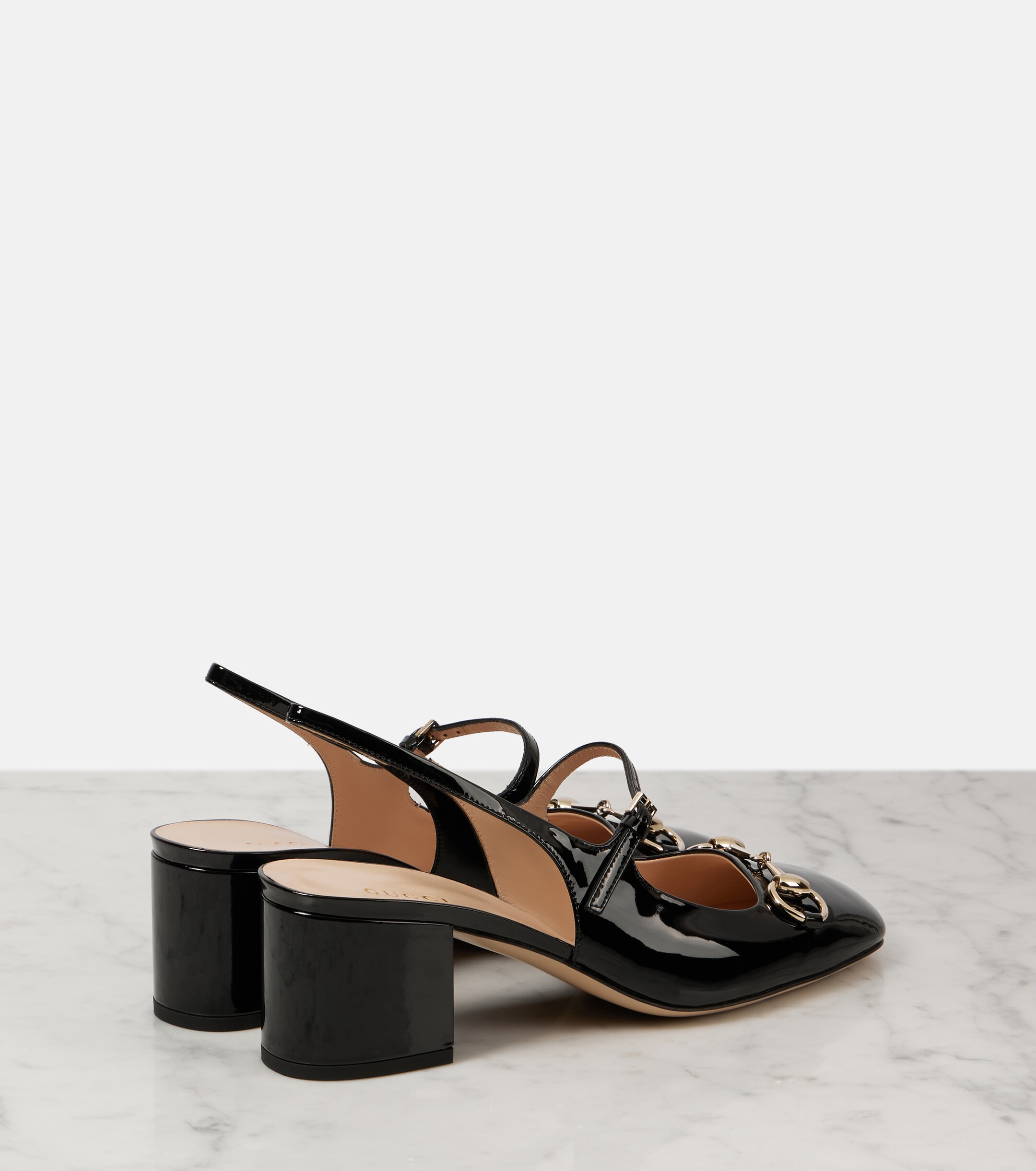 Gucci Horsebit 55 patent leather slingback pumps thumbnail