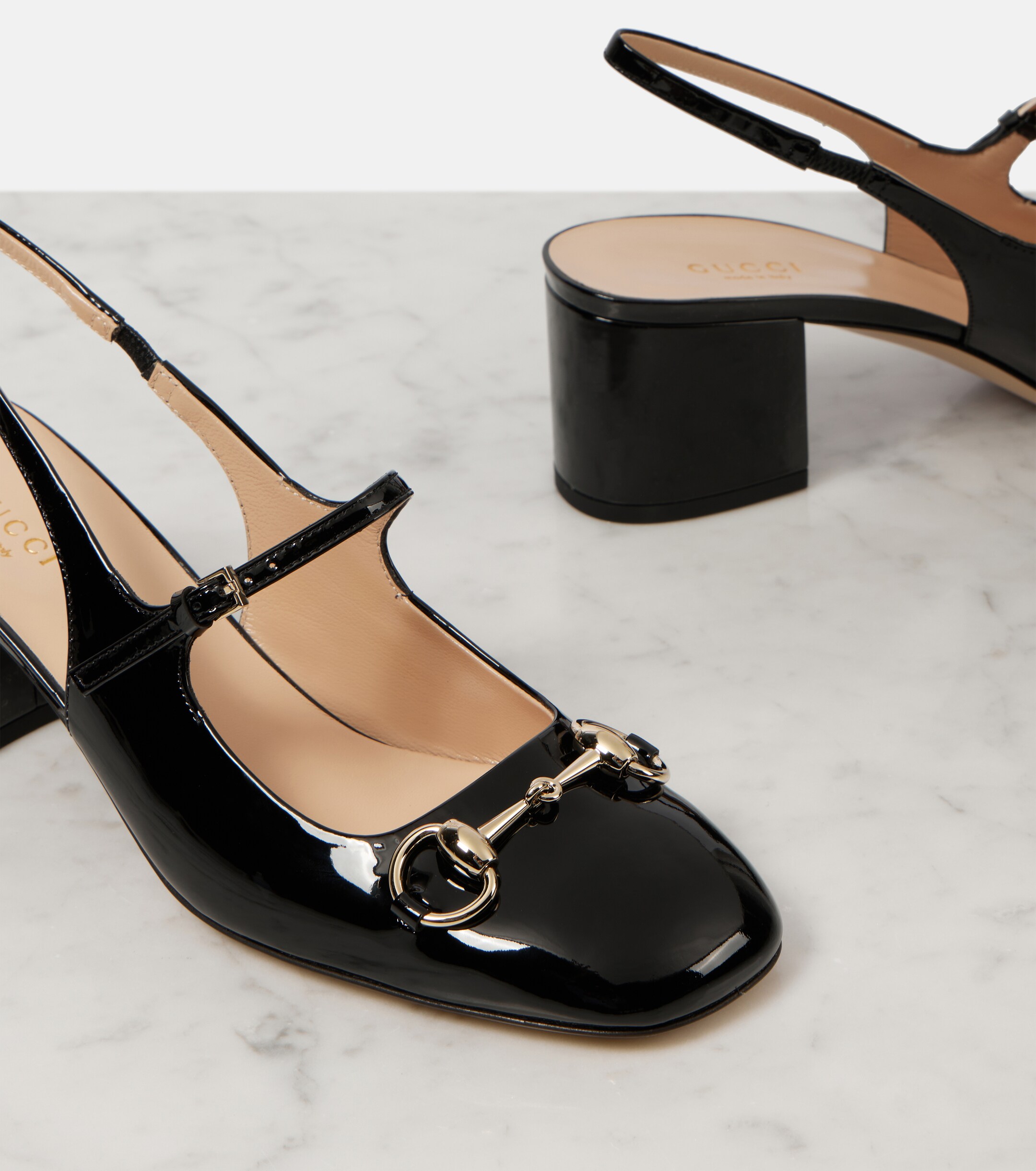 Gucci Horsebit 55 patent leather slingback pumps thumbnail