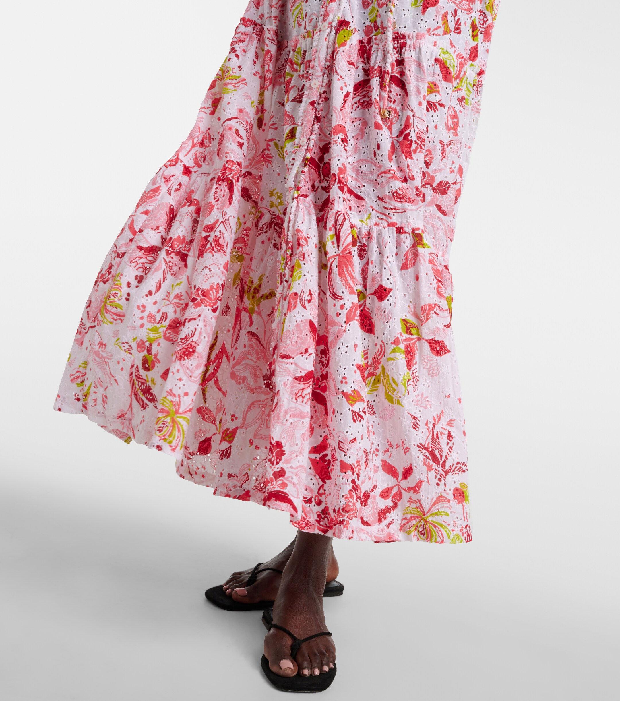 Poupette St Barth Nana floral tiered cotton maxi dress