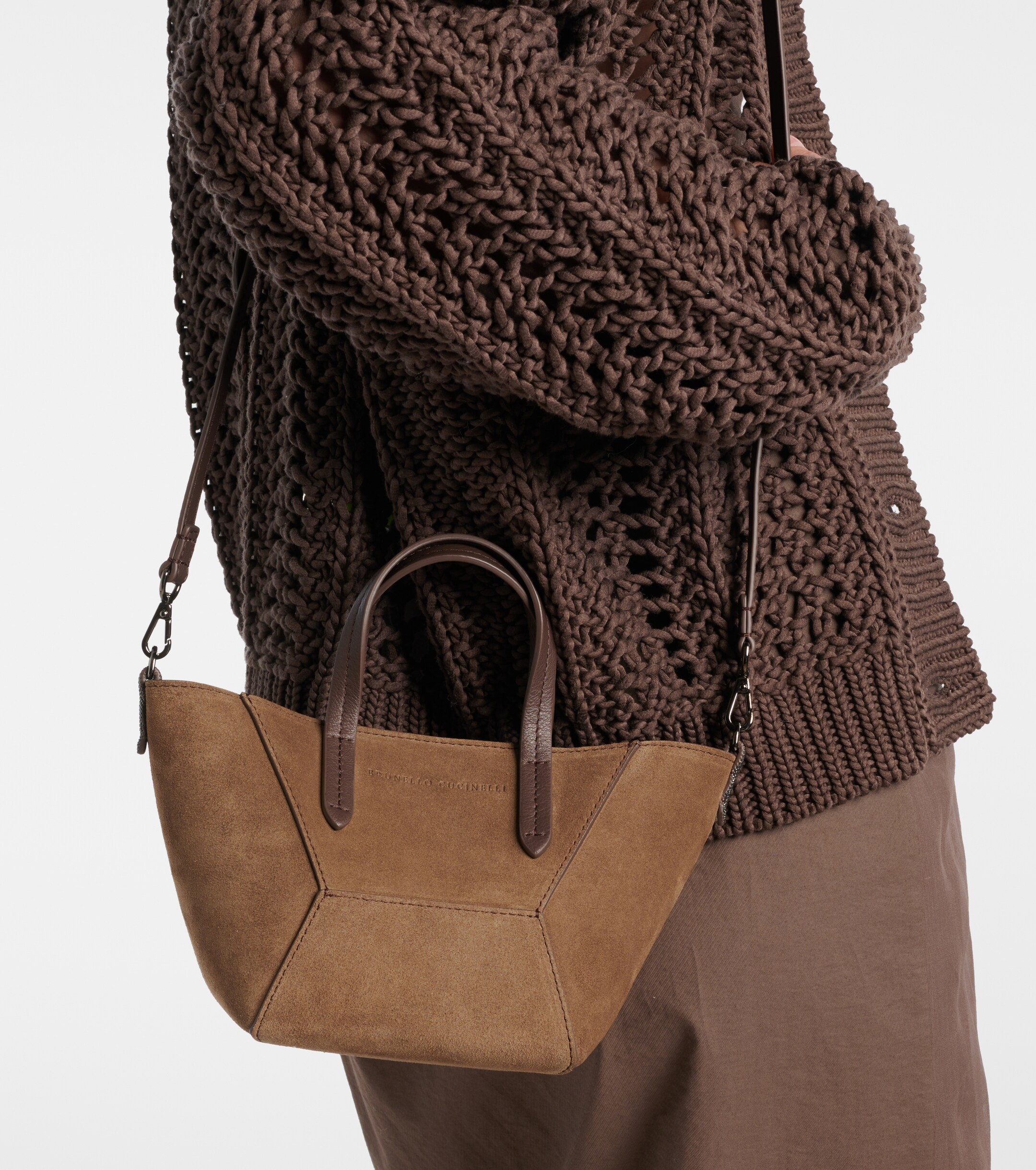 Brunello Cucinelli BC Duo Mini Monili suede tote bag