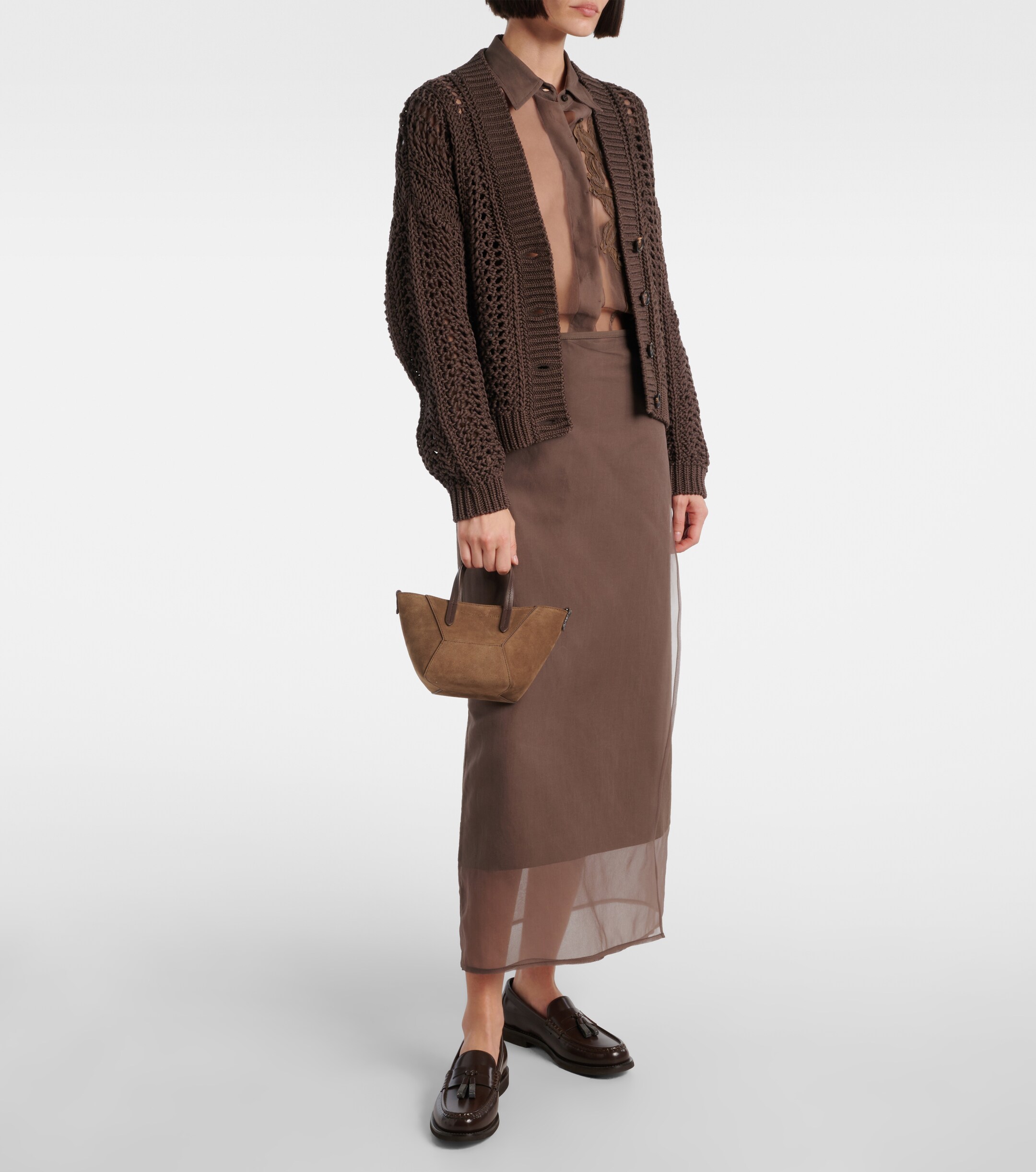 Brunello Cucinelli BC Duo Mini Monili suede tote bag