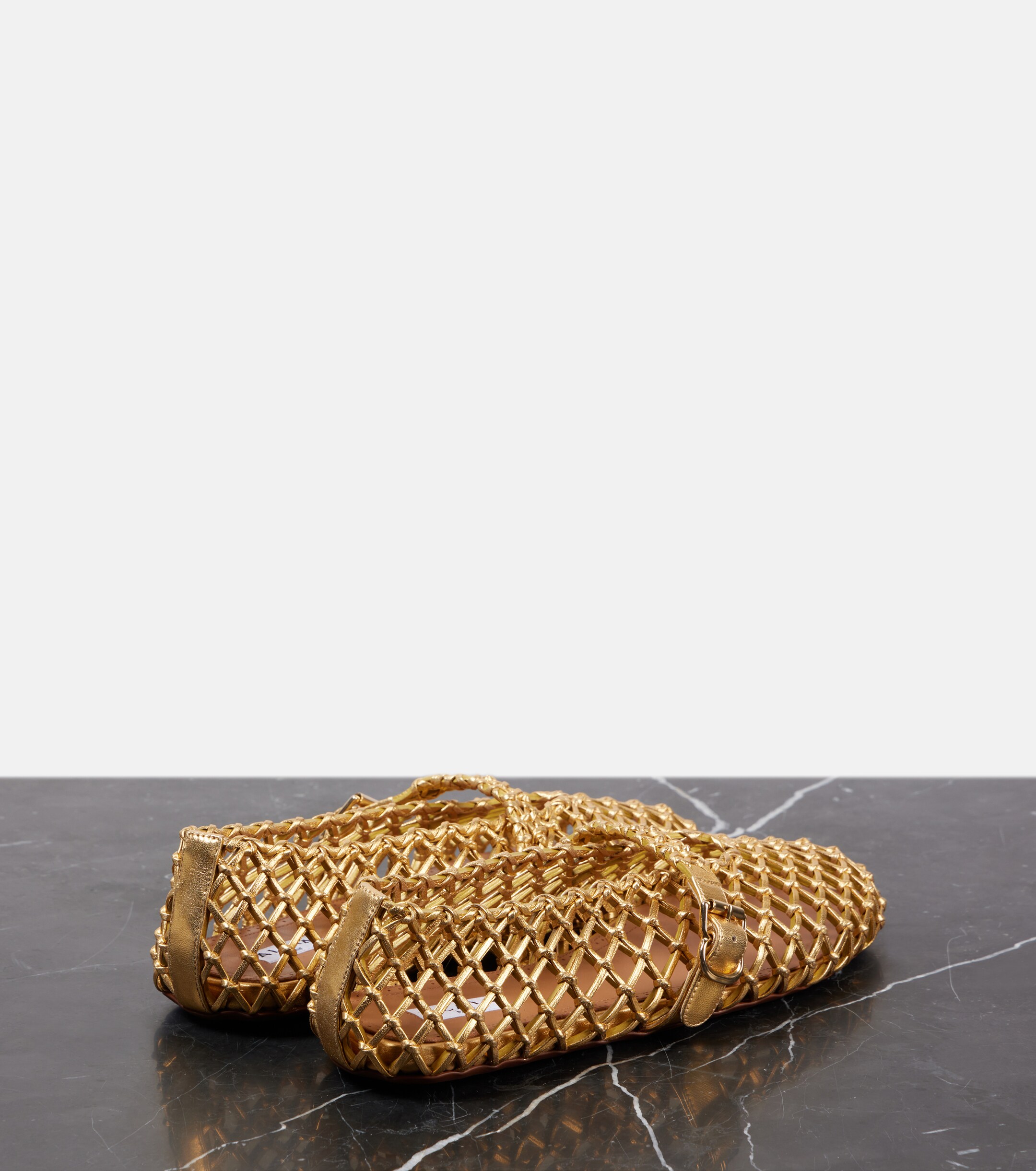 Alaïa Fishnet leather ballet flats