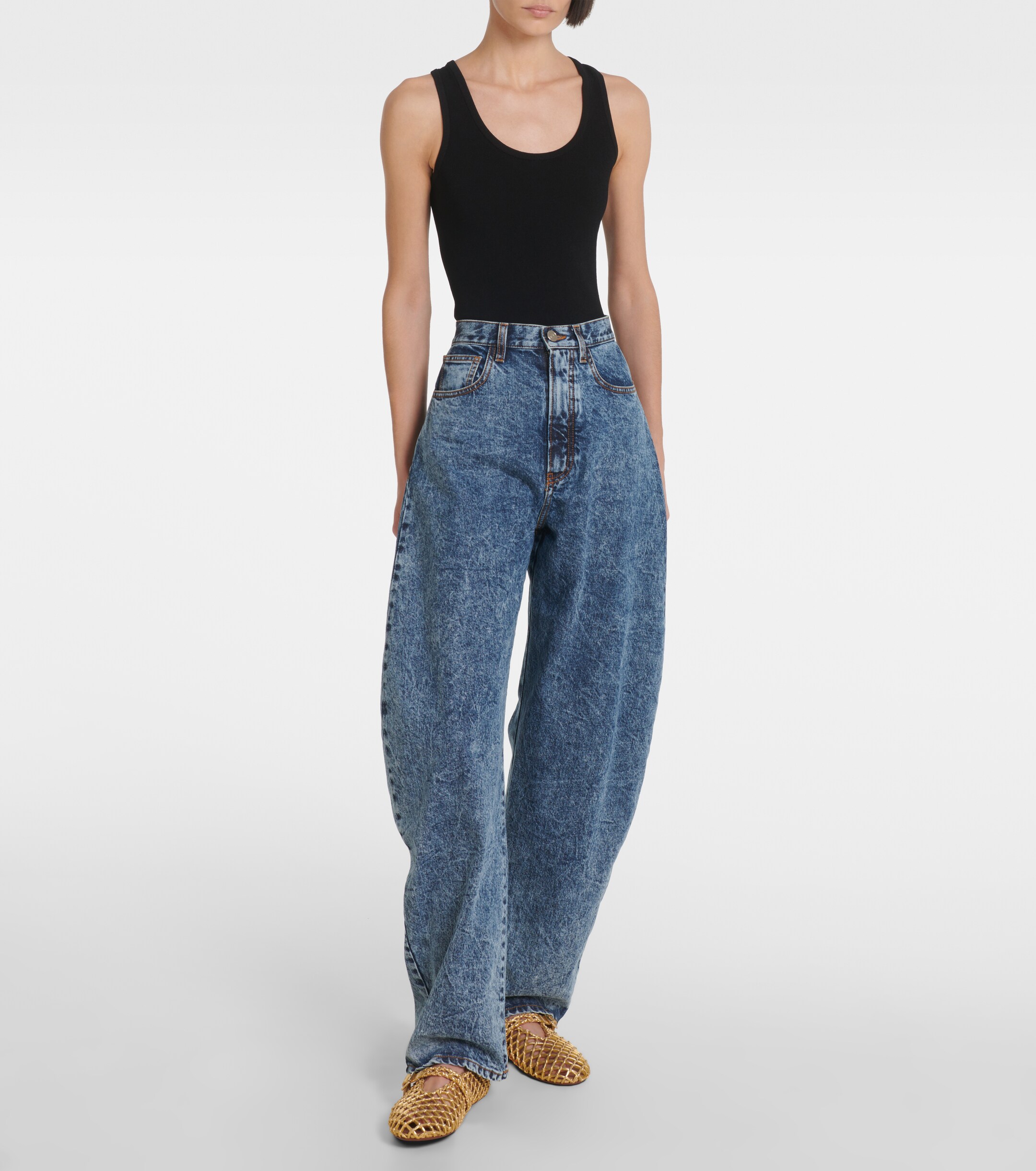 Alaïa Fishnet leather ballet flats