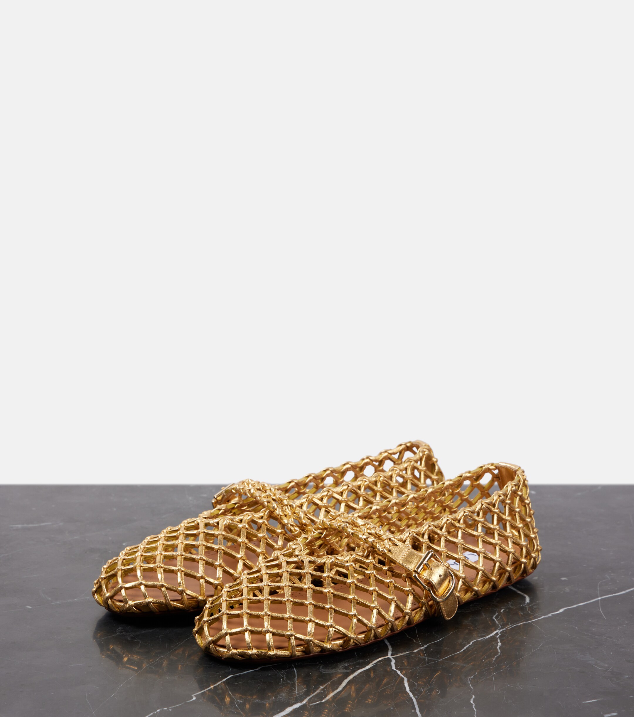 Alaïa Fishnet leather ballet flats