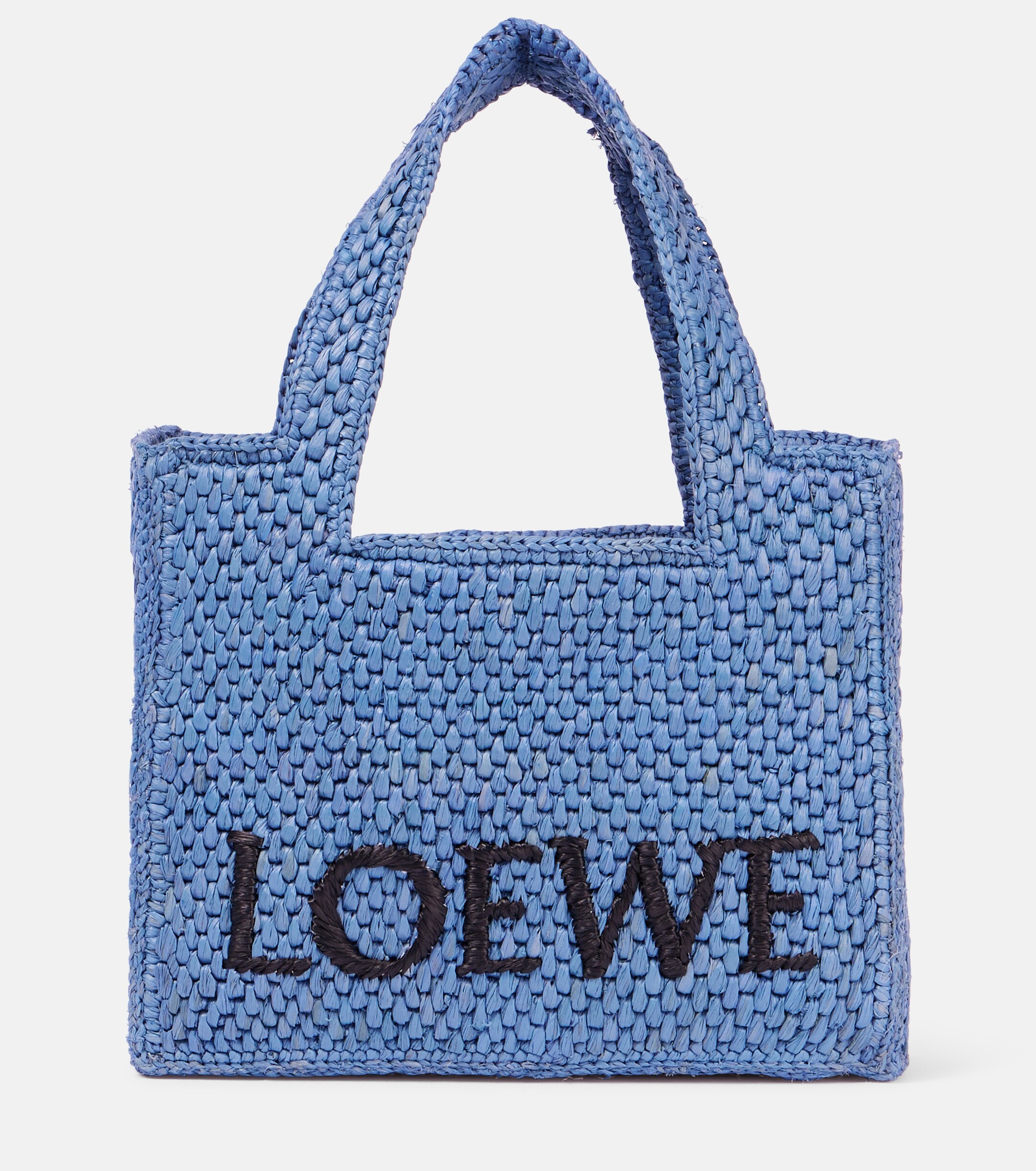 Loewe Paula's Ibiza Mini logo raffia top-handle bag