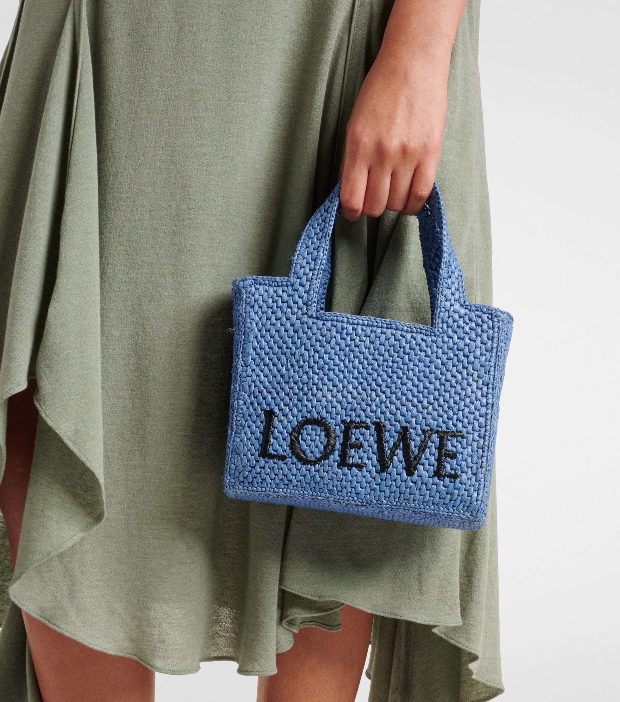 Loewe Paula's Ibiza Mini logo raffia top-handle bag