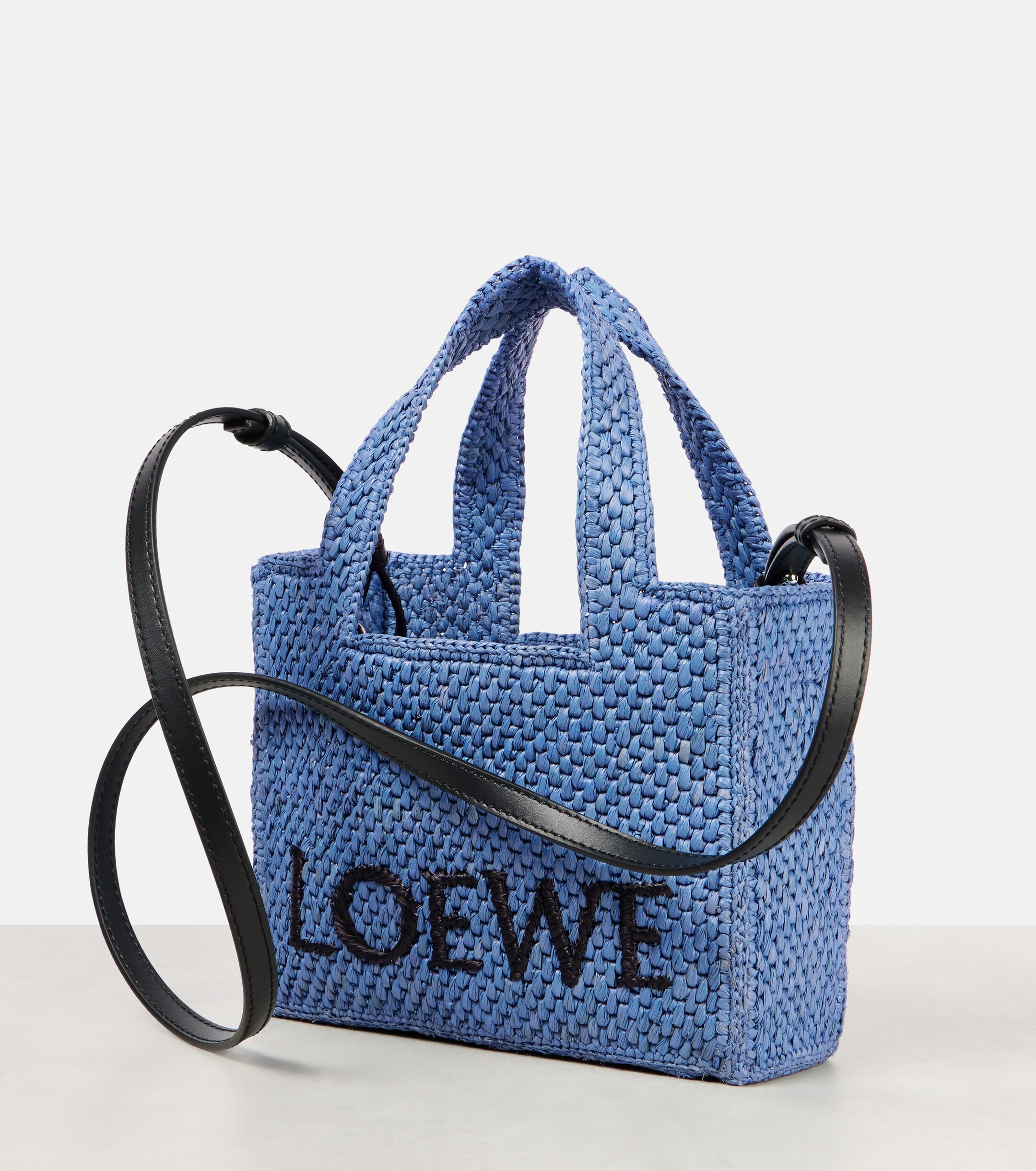 Loewe Paula's Ibiza Mini logo raffia top-handle bag