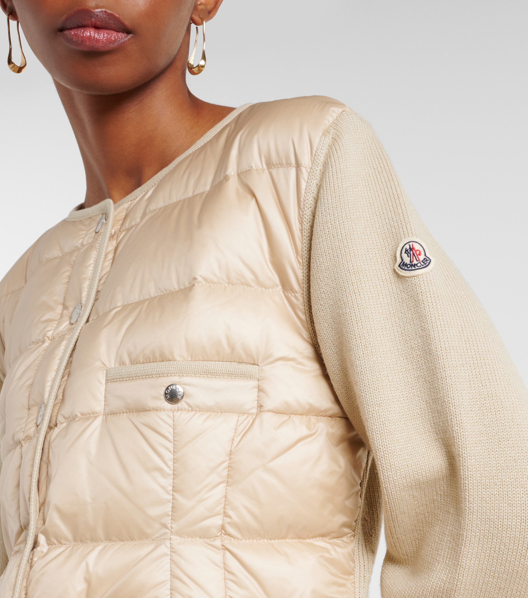 Moncler Down-paneled virgin wool cardigan