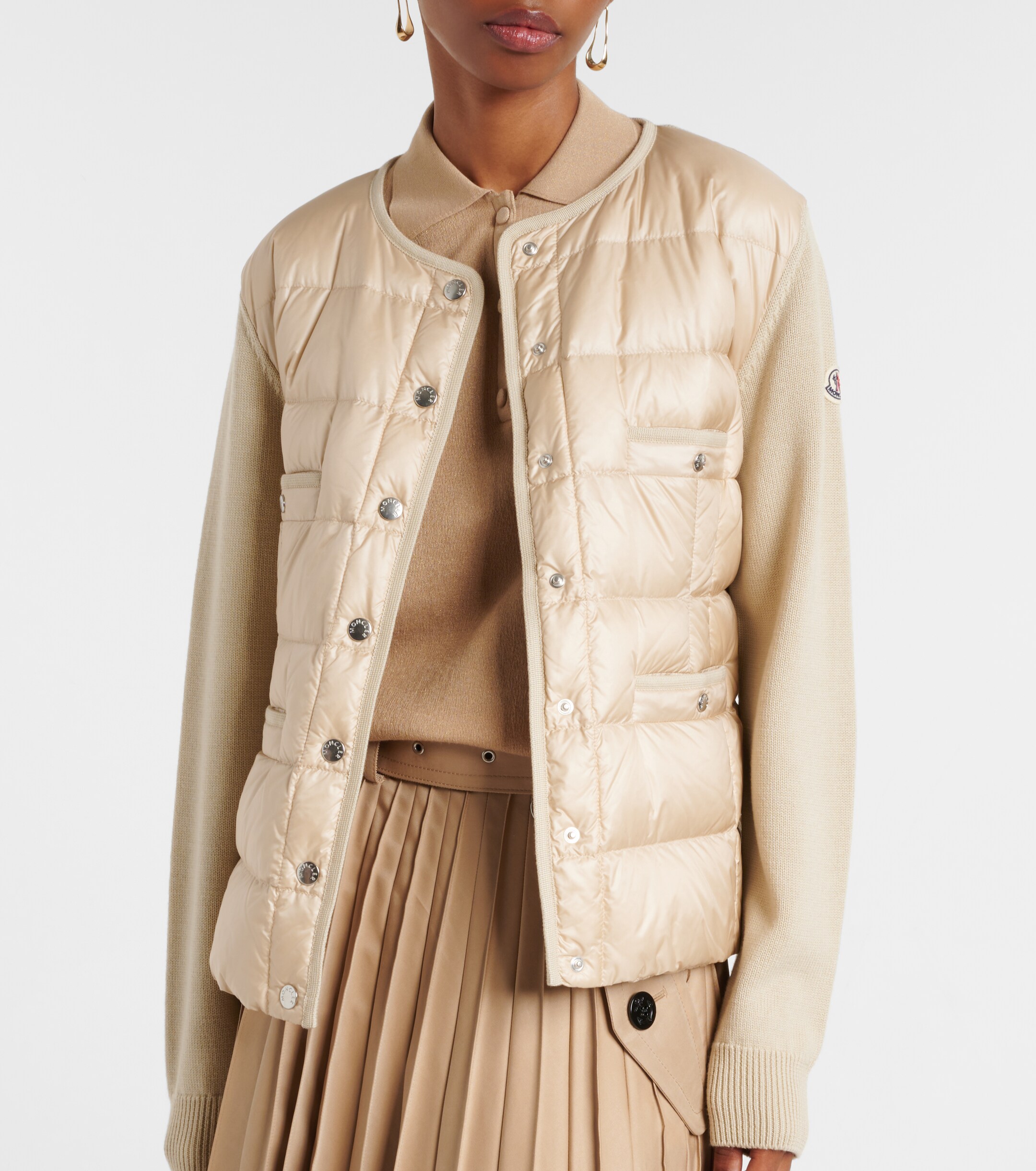 Moncler Down-paneled virgin wool cardigan