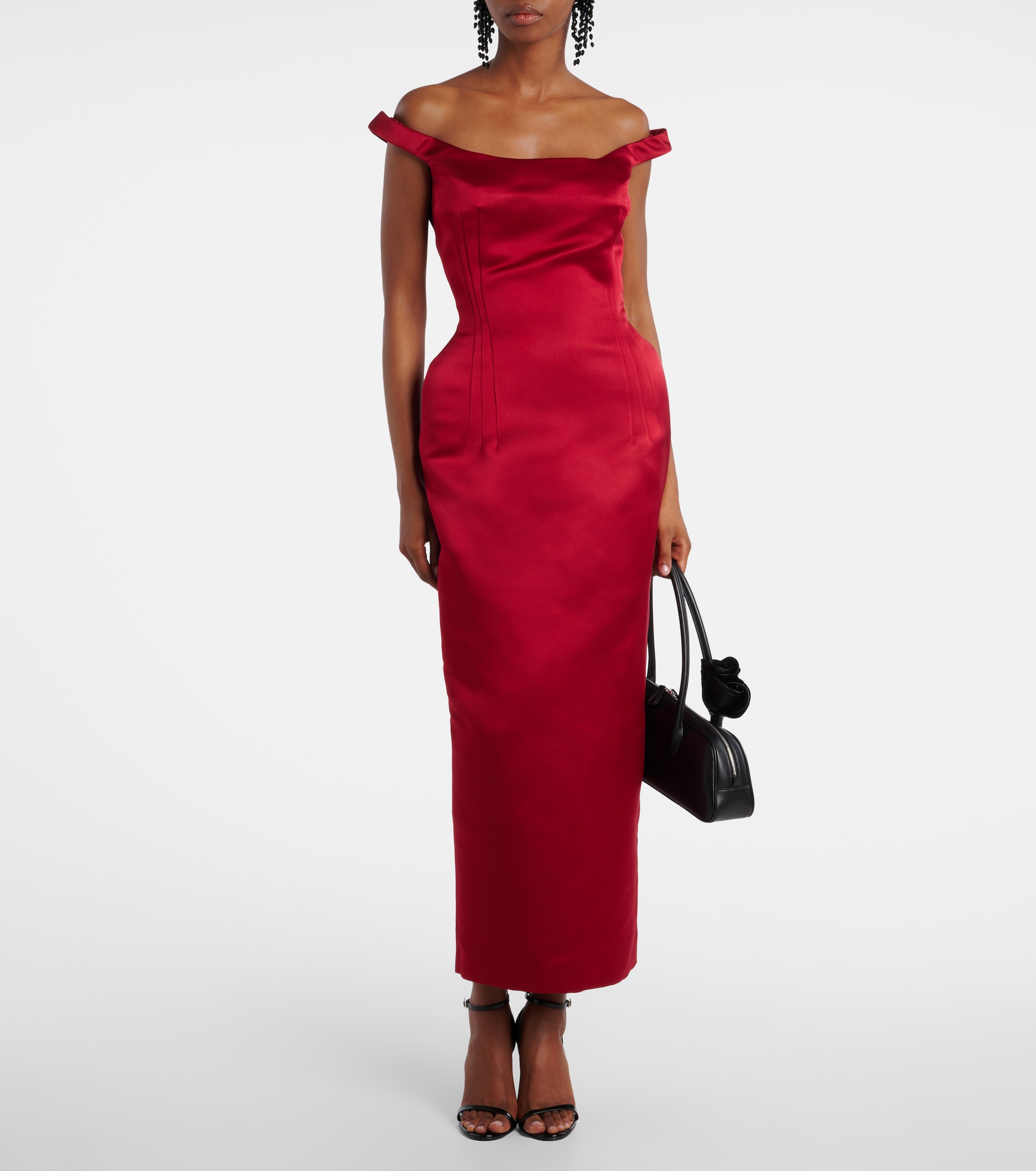Magda Butrym Off-shoulder silk satin midi dress