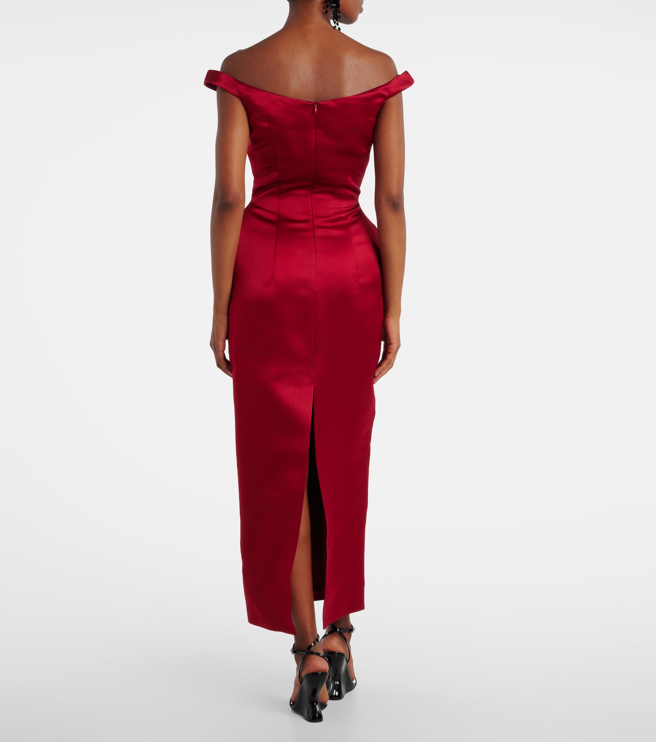 Magda Butrym Off-shoulder silk satin midi dress