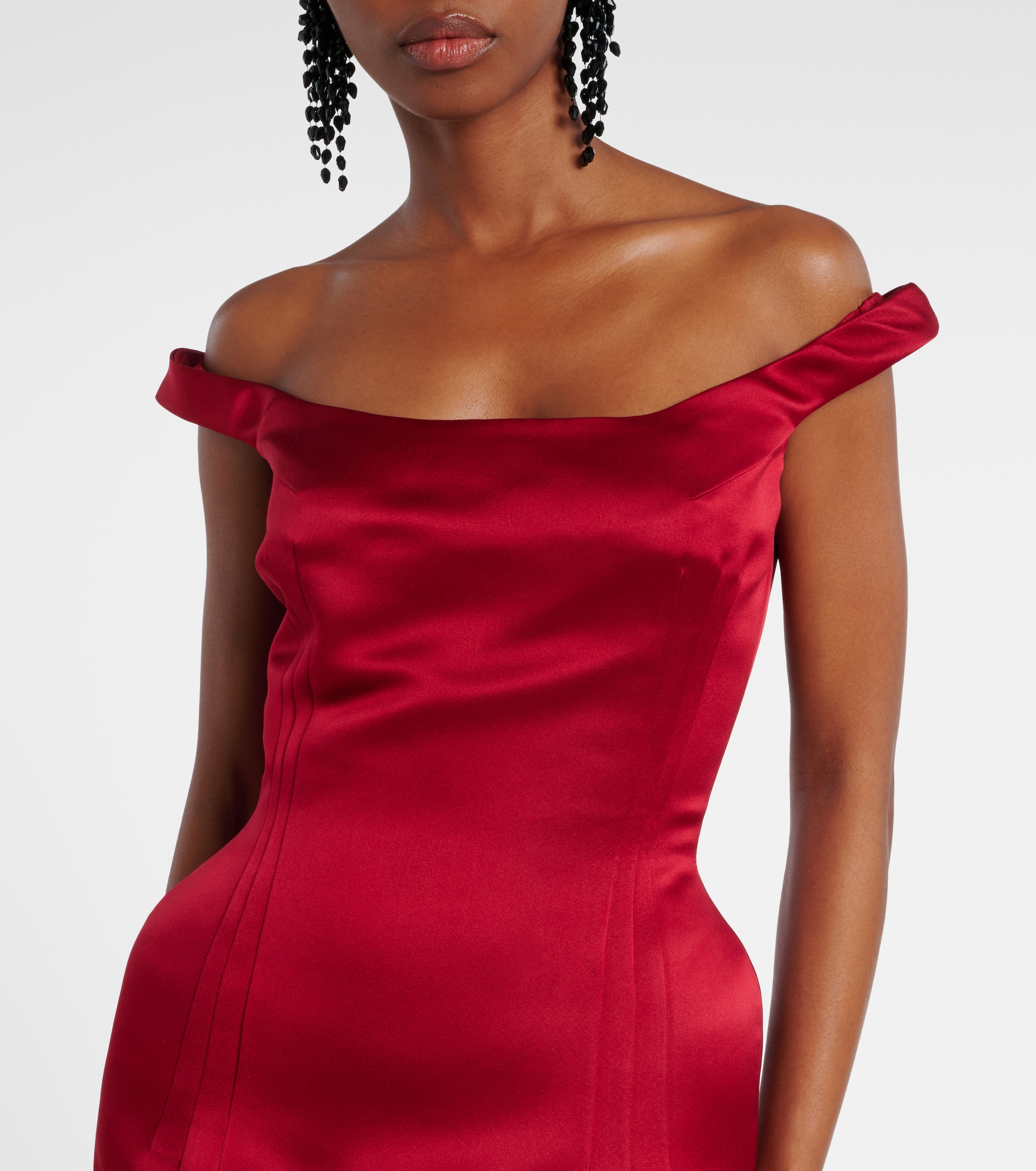 Magda Butrym Off-shoulder silk satin midi dress