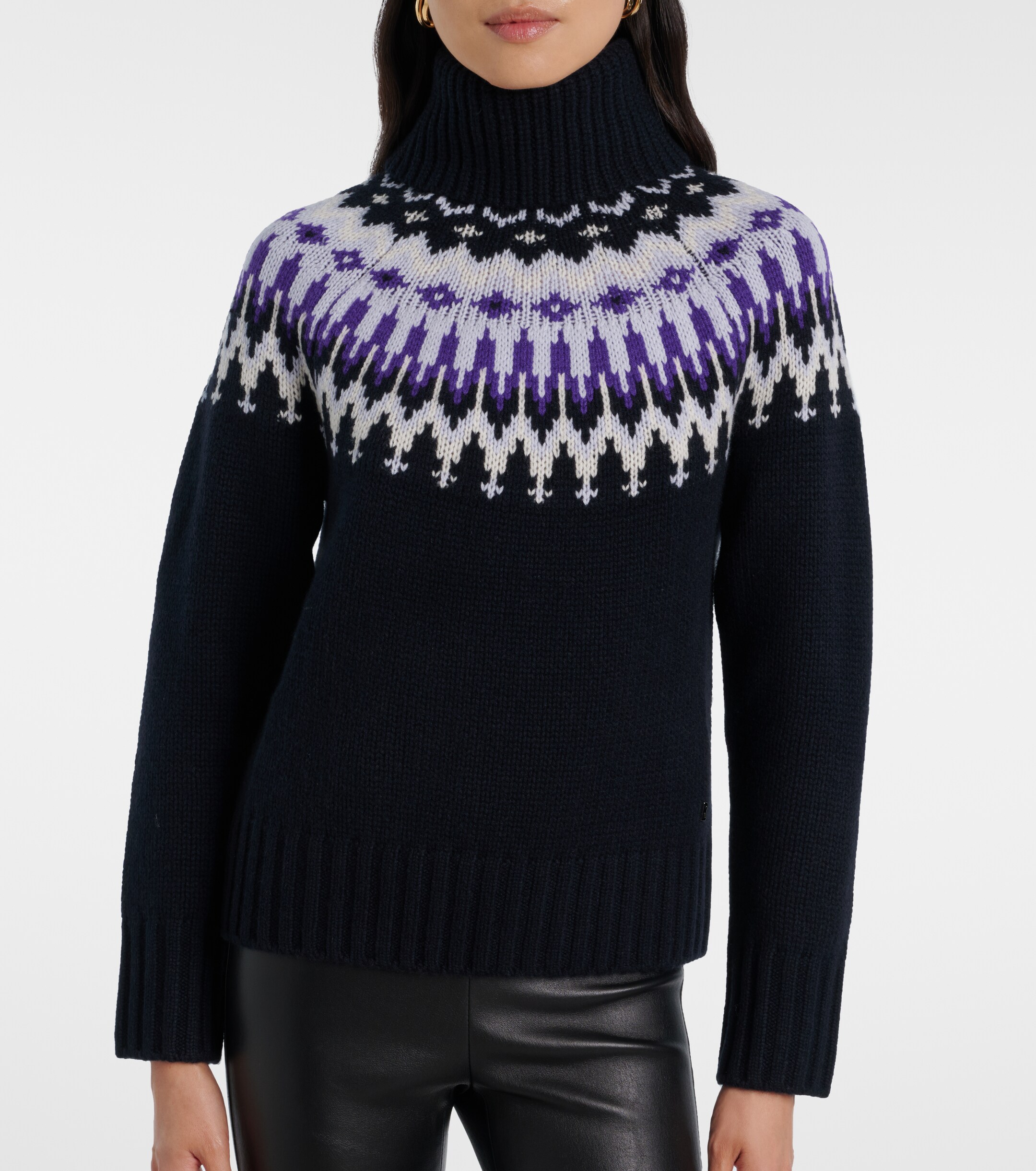 BOGNER Bogner Ingrid jacquard cashmere turtleneck sweater