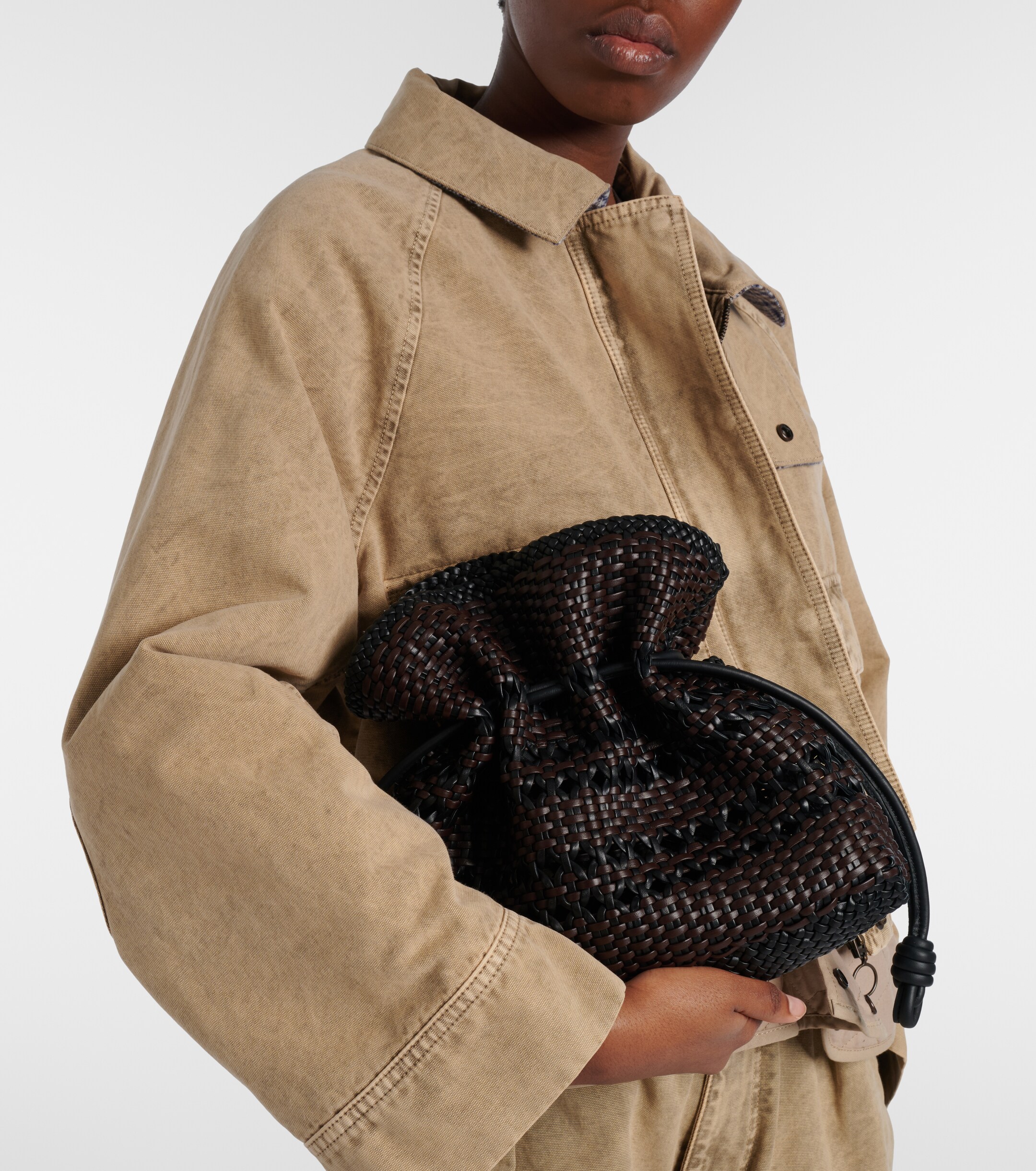 Loewe Flamenco Medium woven leather clutch