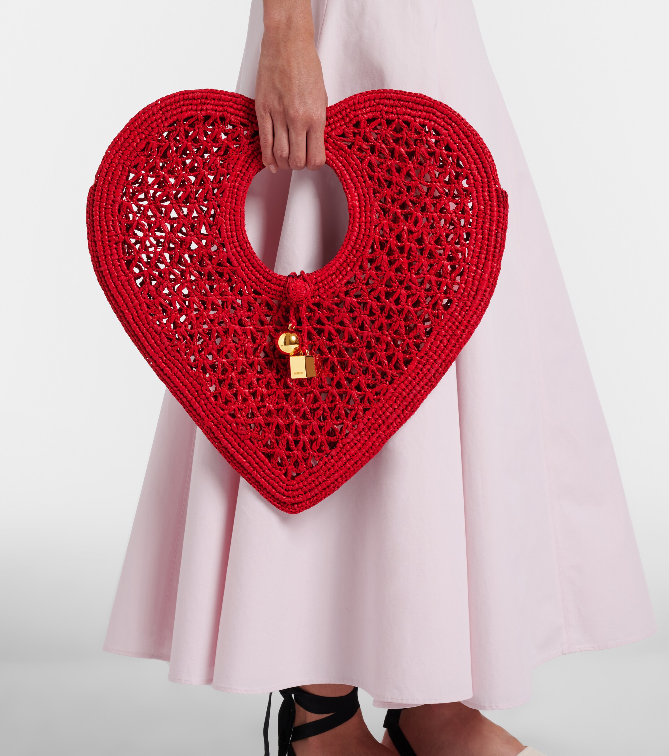 Jacquemus Spiaggia Cœur Small raffia top-handle bag