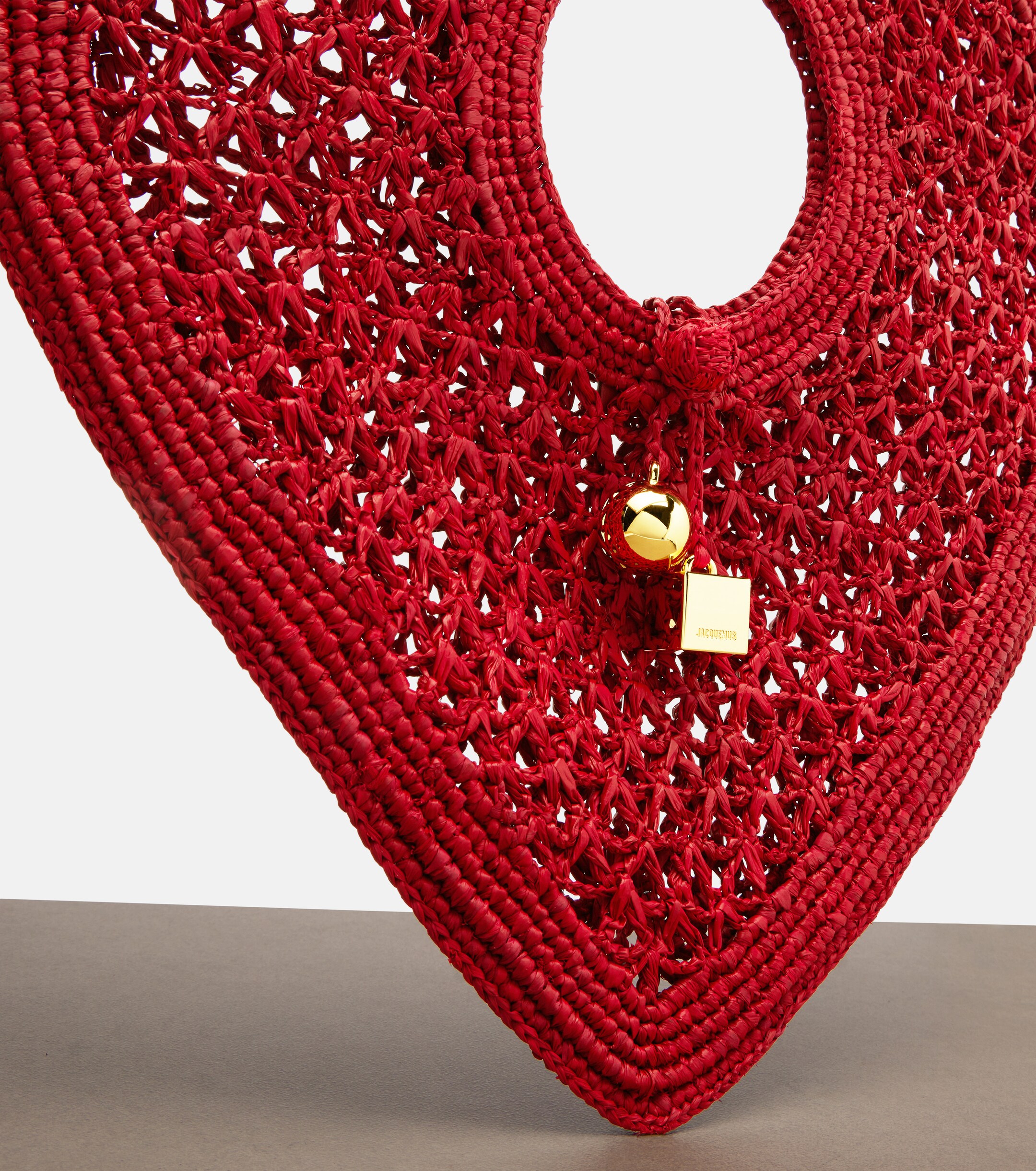 Jacquemus Spiaggia Cœur Small raffia top-handle bag
