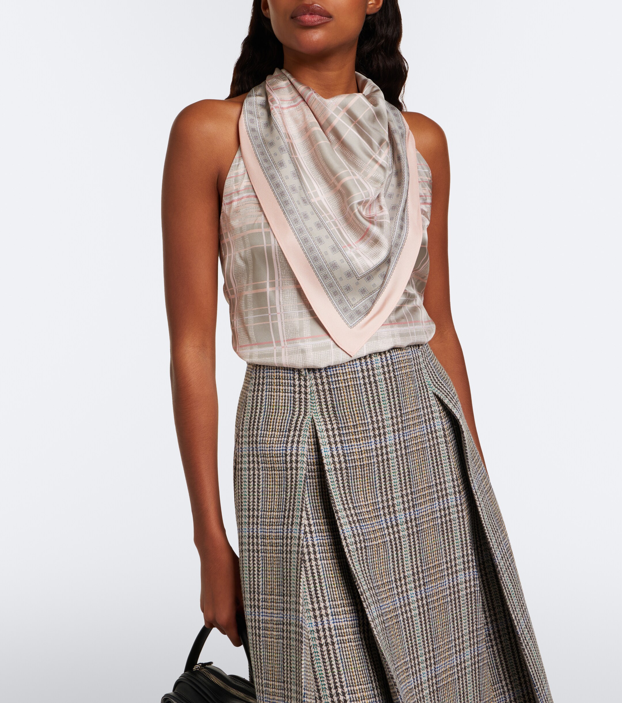 Acne Studios Acne Studios Checked scarf-detail silk top