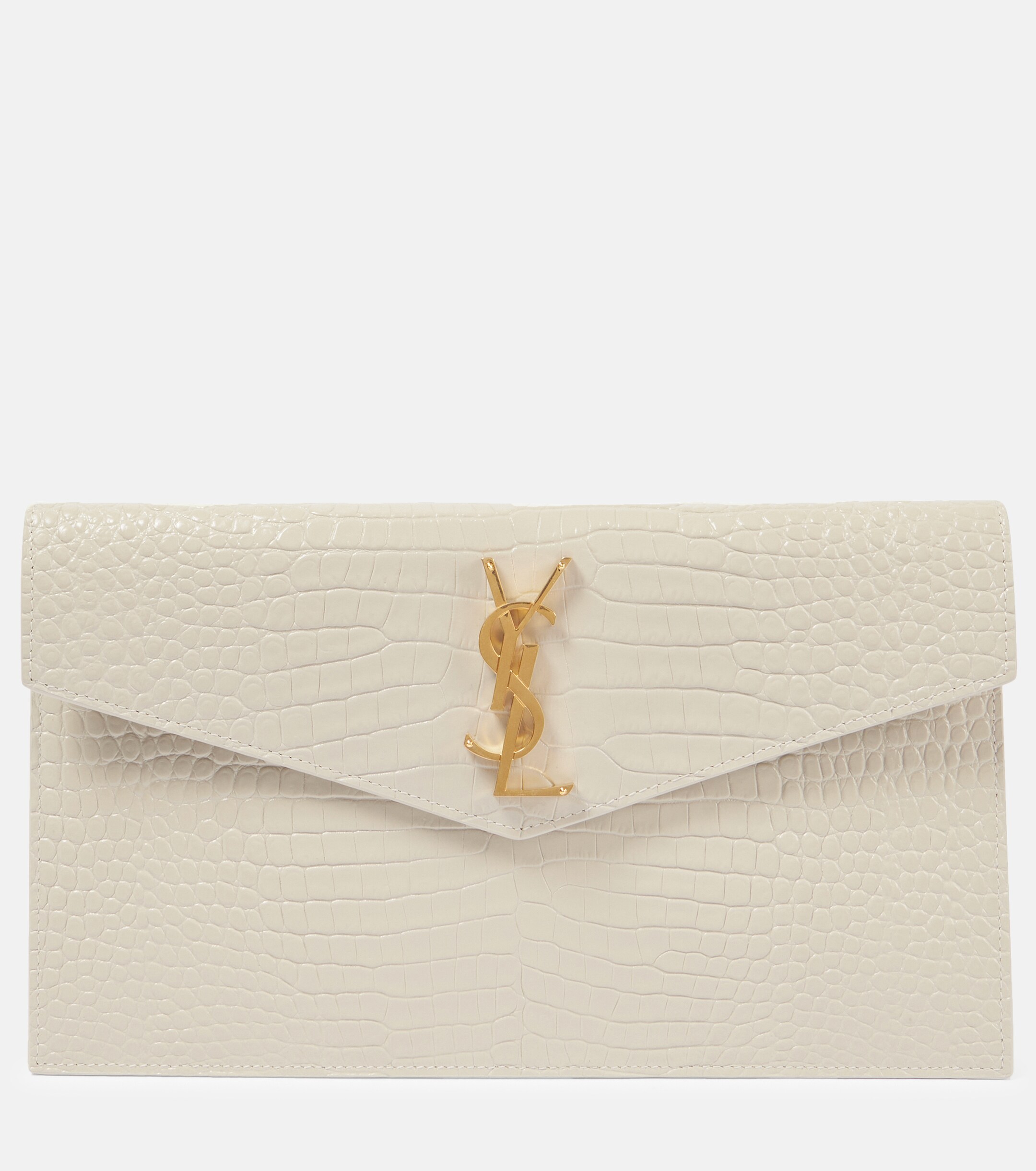 Saint Laurent Uptown croc-effect leather clutch