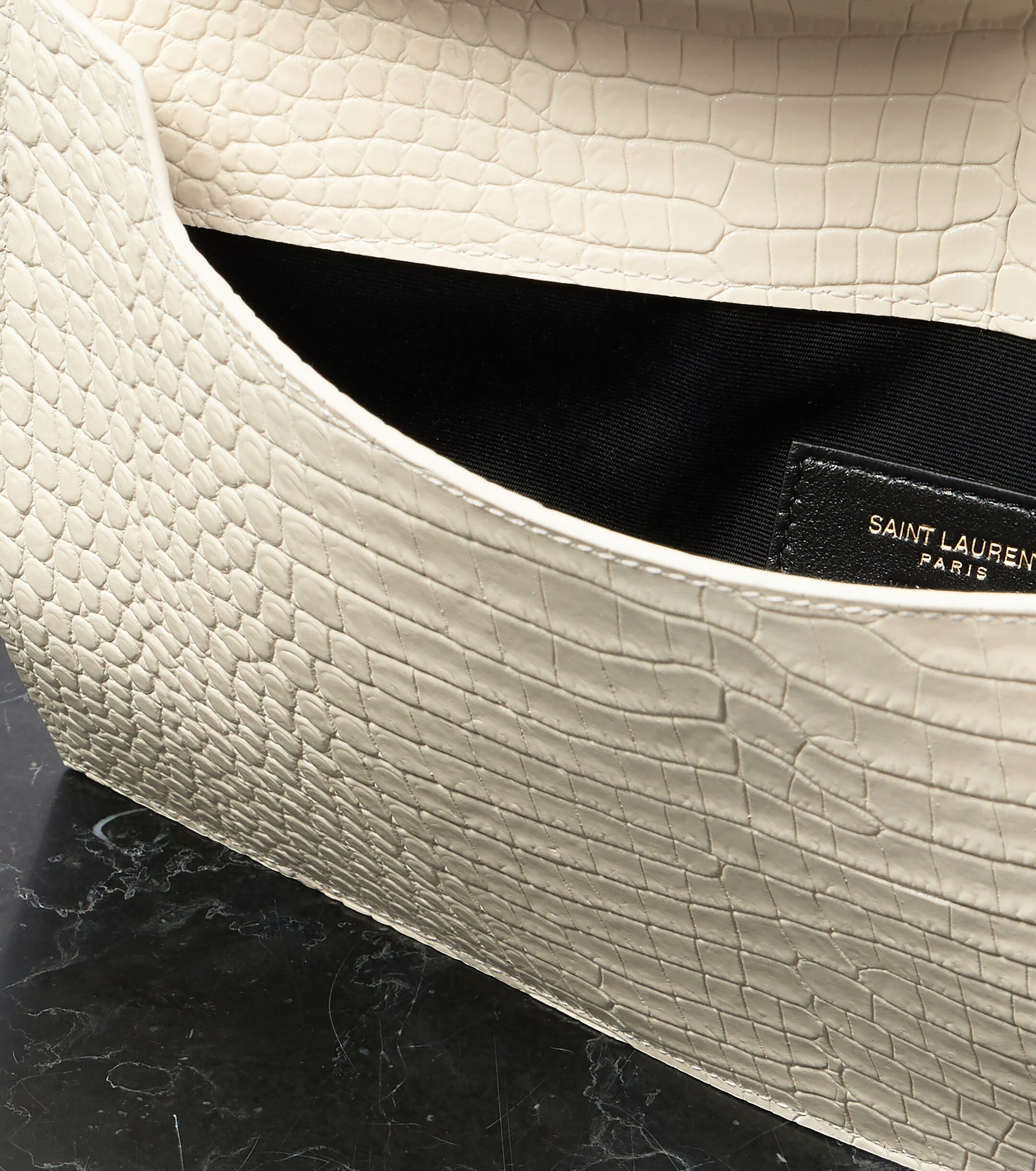 Saint Laurent Uptown croc-effect leather clutch