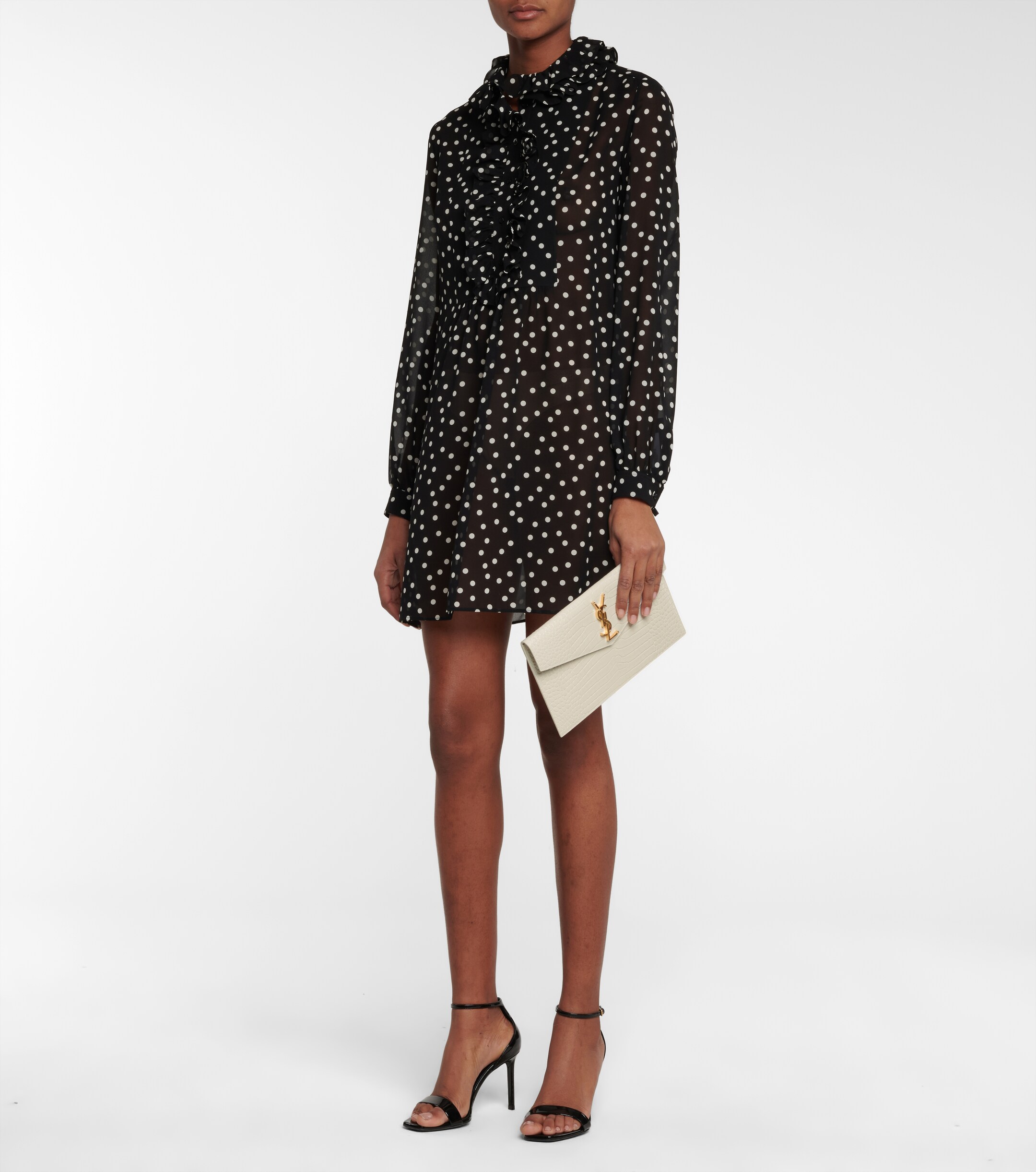 Saint Laurent Uptown croc-effect leather clutch