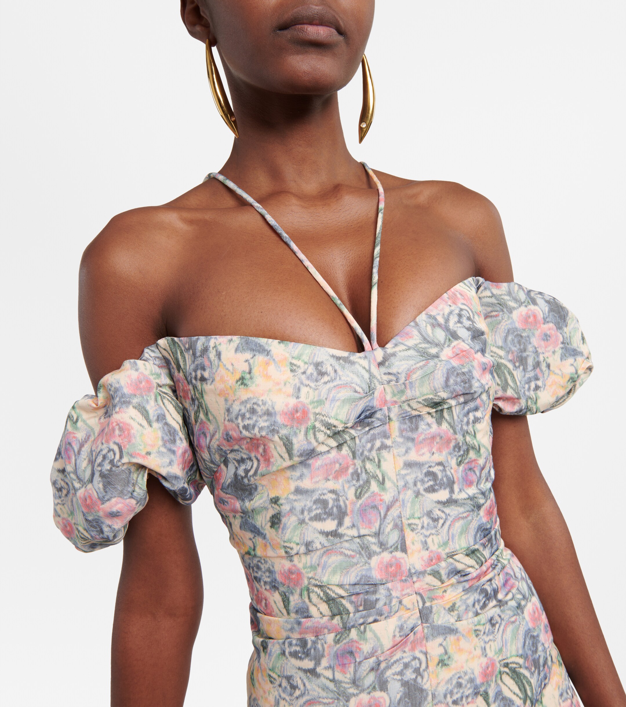 Markarian Ruched off-shoulder midi dress