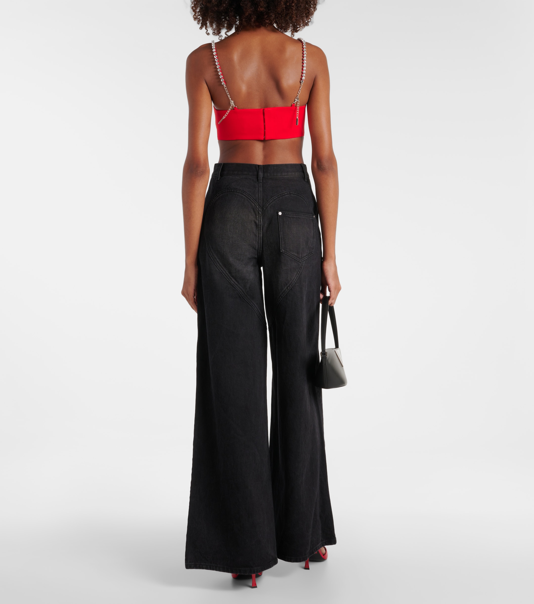 Area Crystal-embellished wide-leg jeans