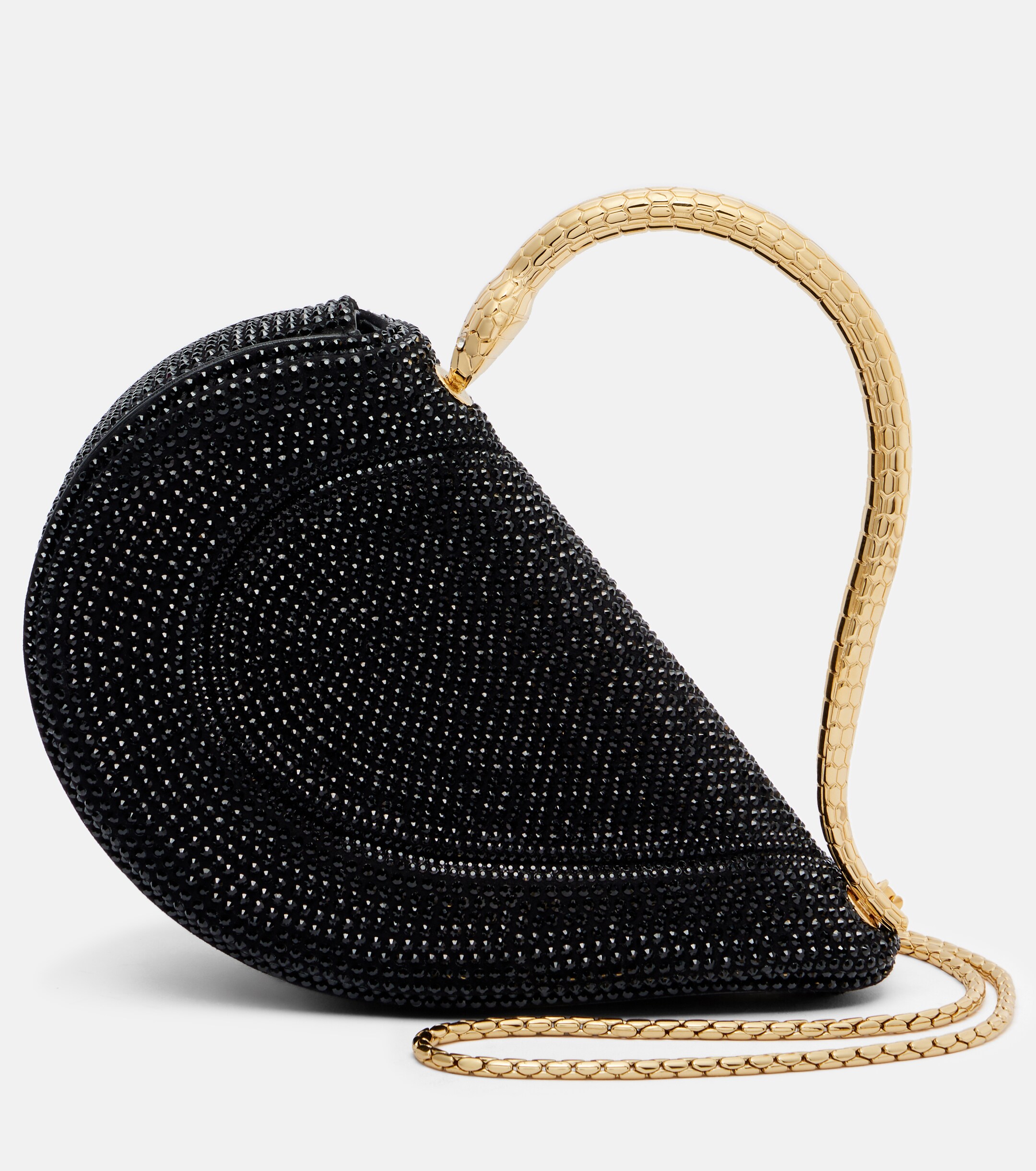 Bvlgari Serpenti Cuore 1968 embellished suede top-handle bag
