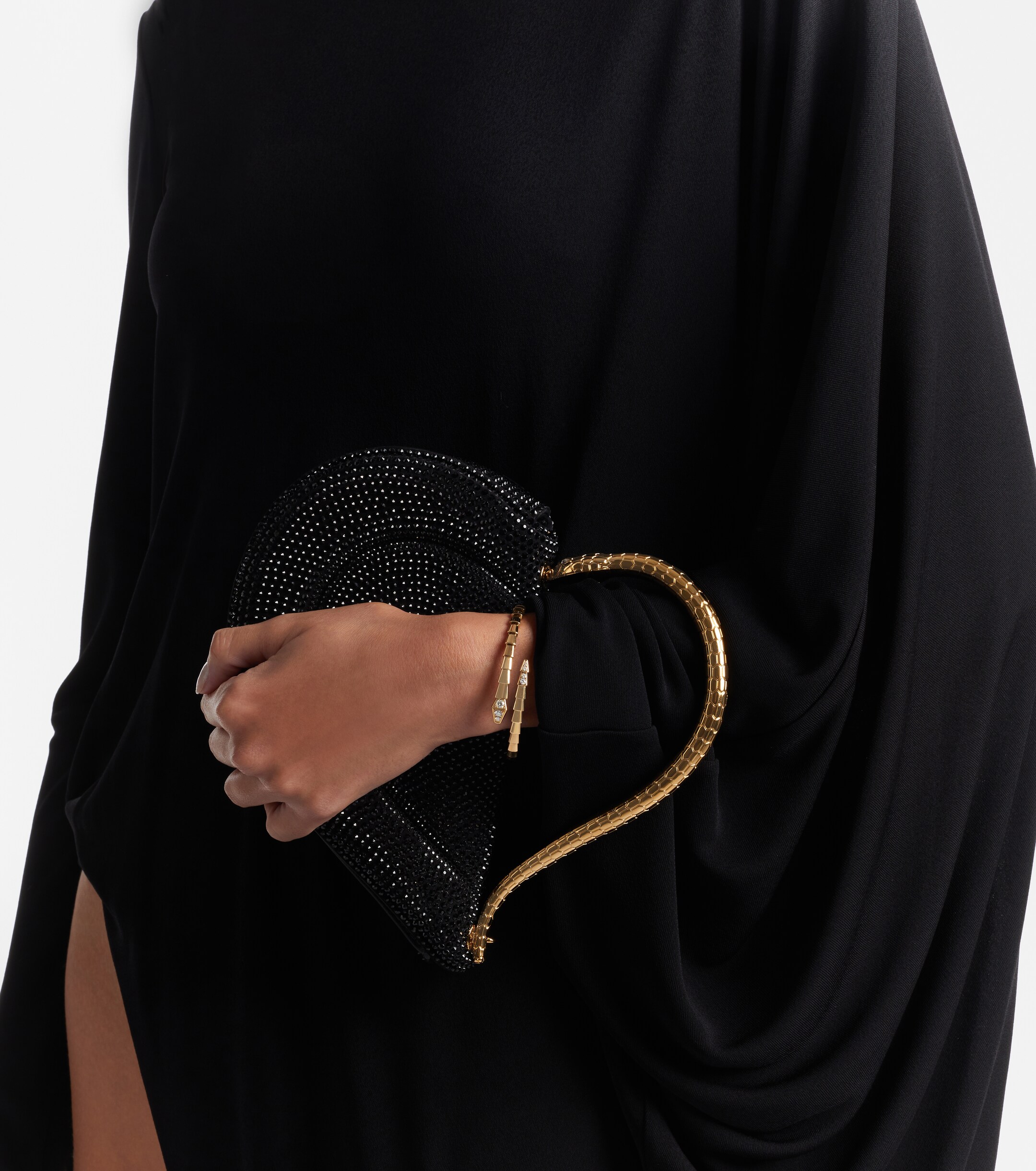 Bvlgari Serpenti Cuore 1968 embellished suede top-handle bag thumbnail