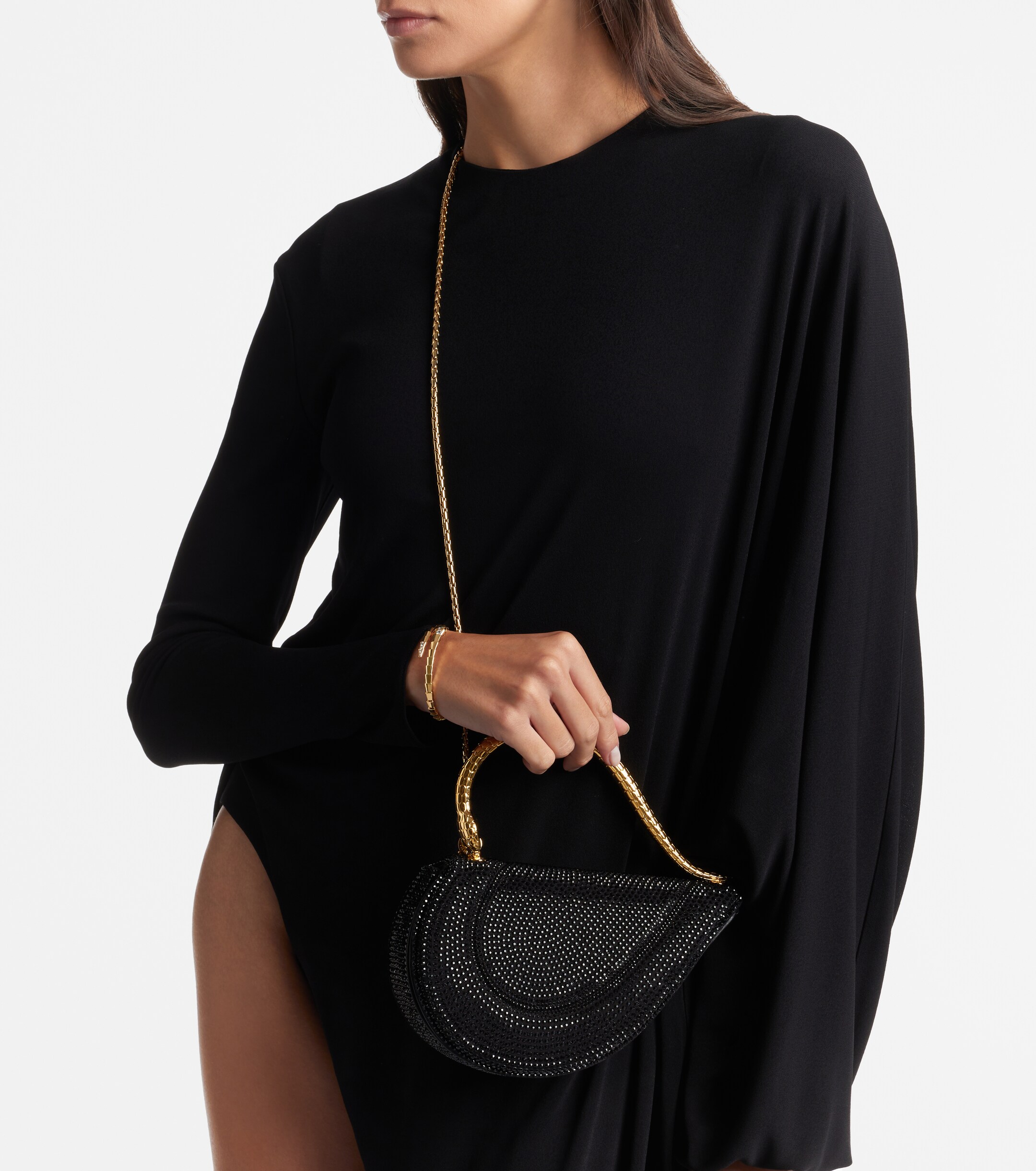 Bvlgari Serpenti Cuore 1968 embellished suede top-handle bag thumbnail