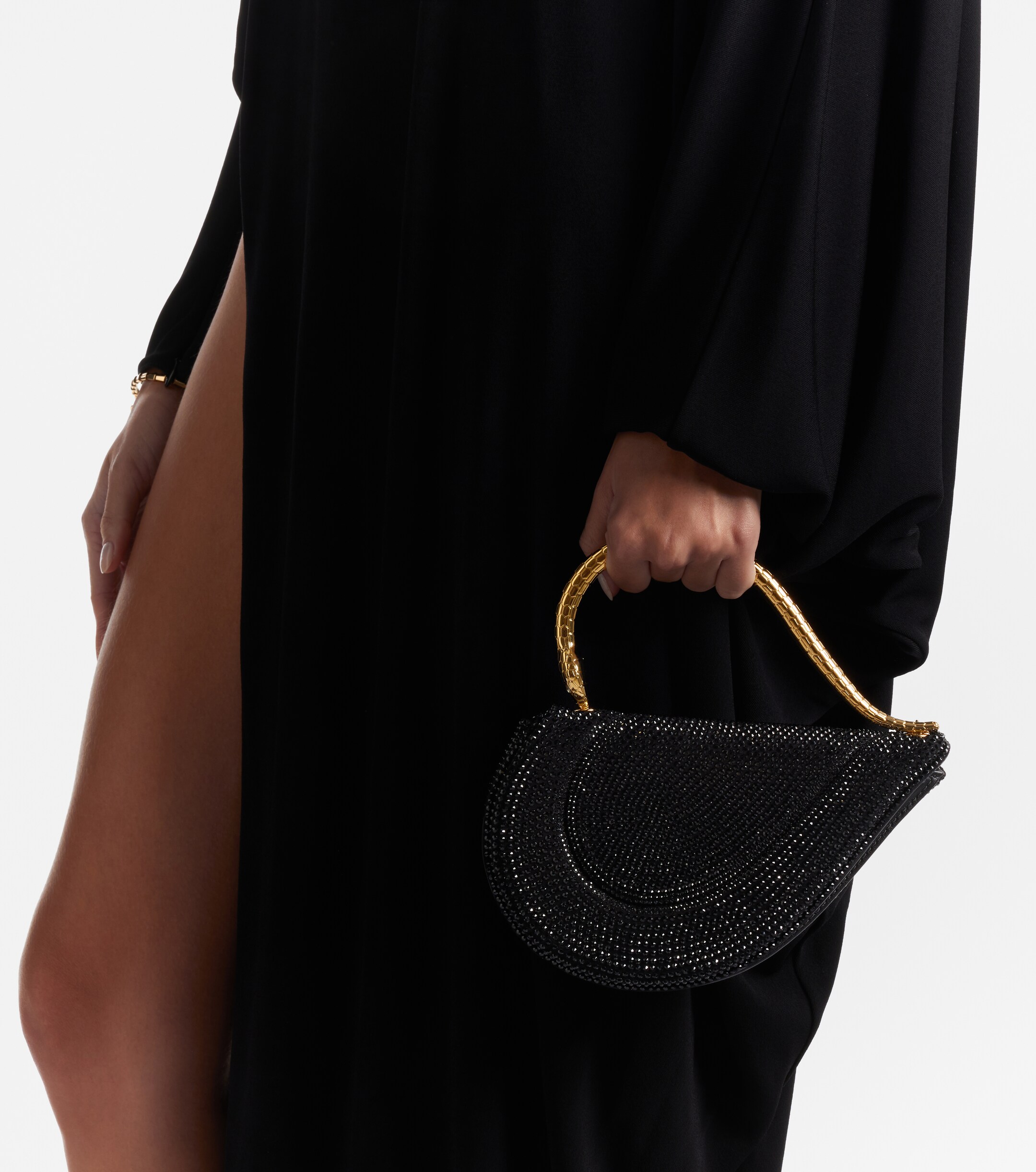 Bvlgari Serpenti Cuore 1968 embellished suede top-handle bag thumbnail