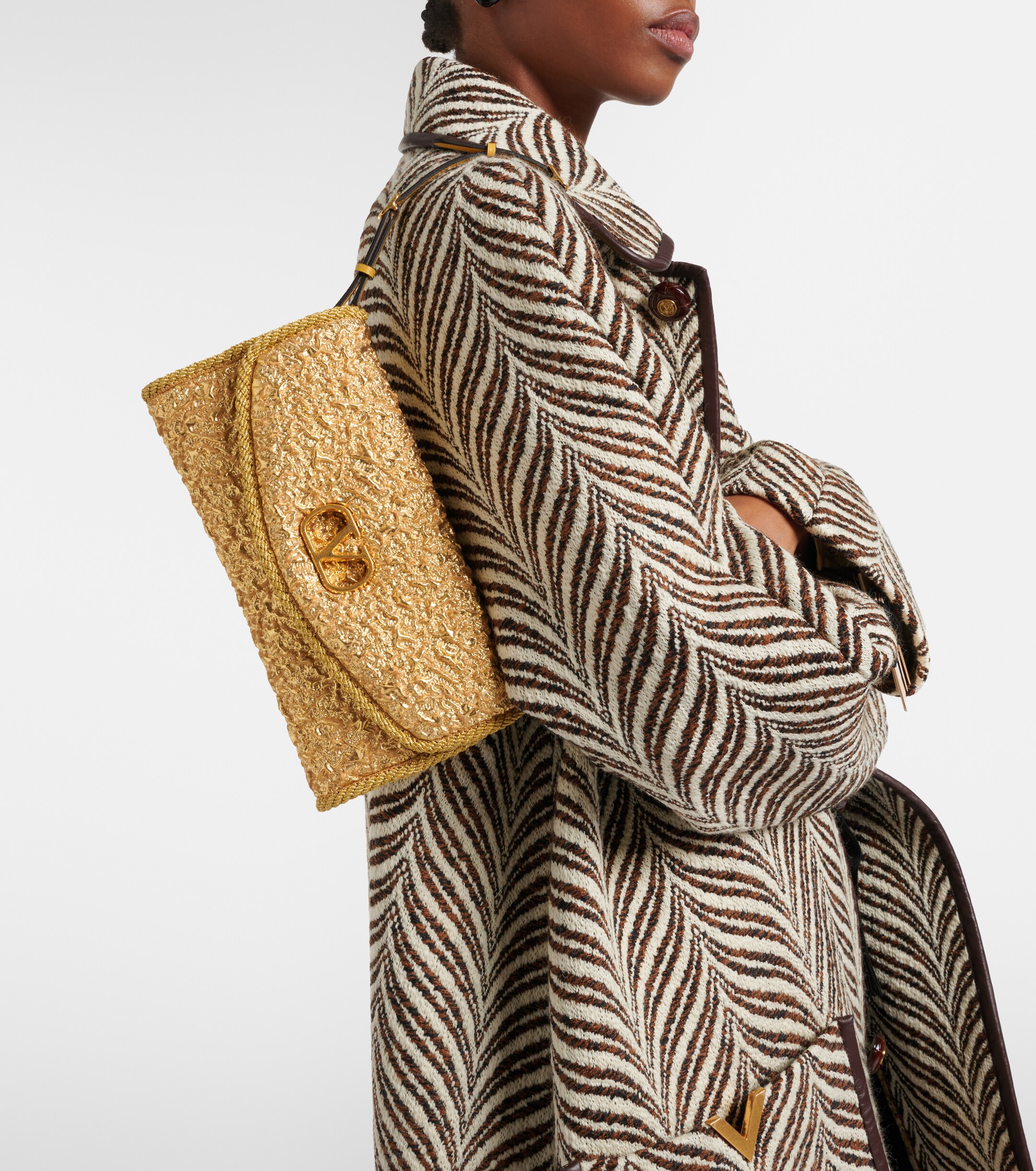 Valentino Garavani DeVain Small cloqué jacquard shoulder bag thumbnail