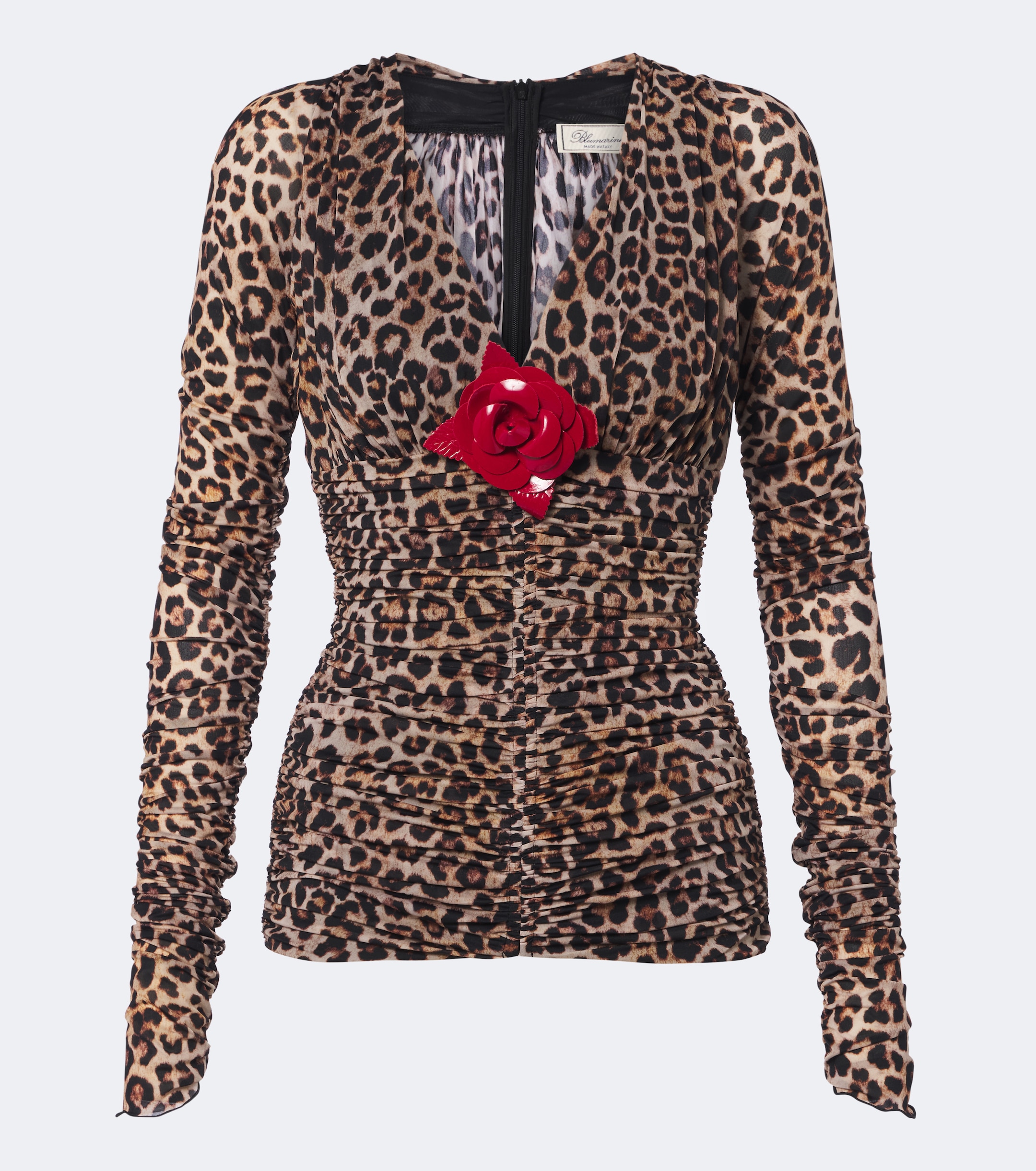 Blumarine Blumarine Floral-appliqué leopard-print jersey top