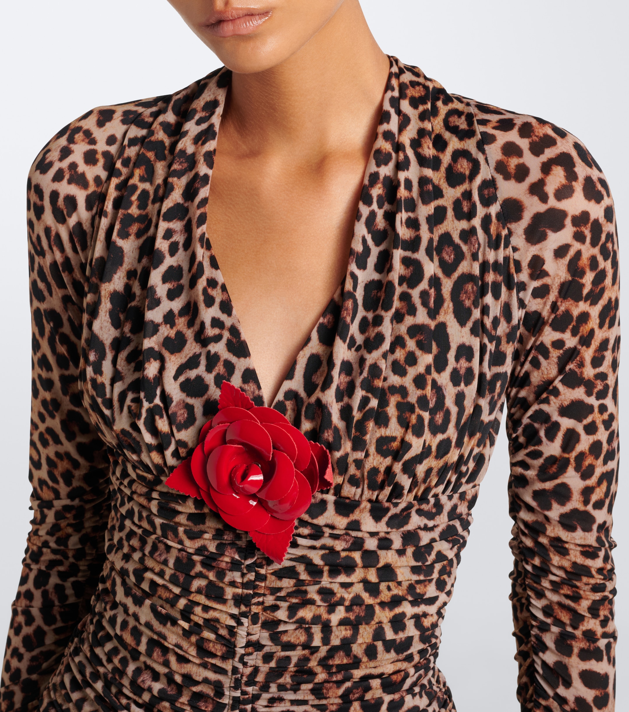 Blumarine Blumarine Floral-appliqué leopard-print jersey top