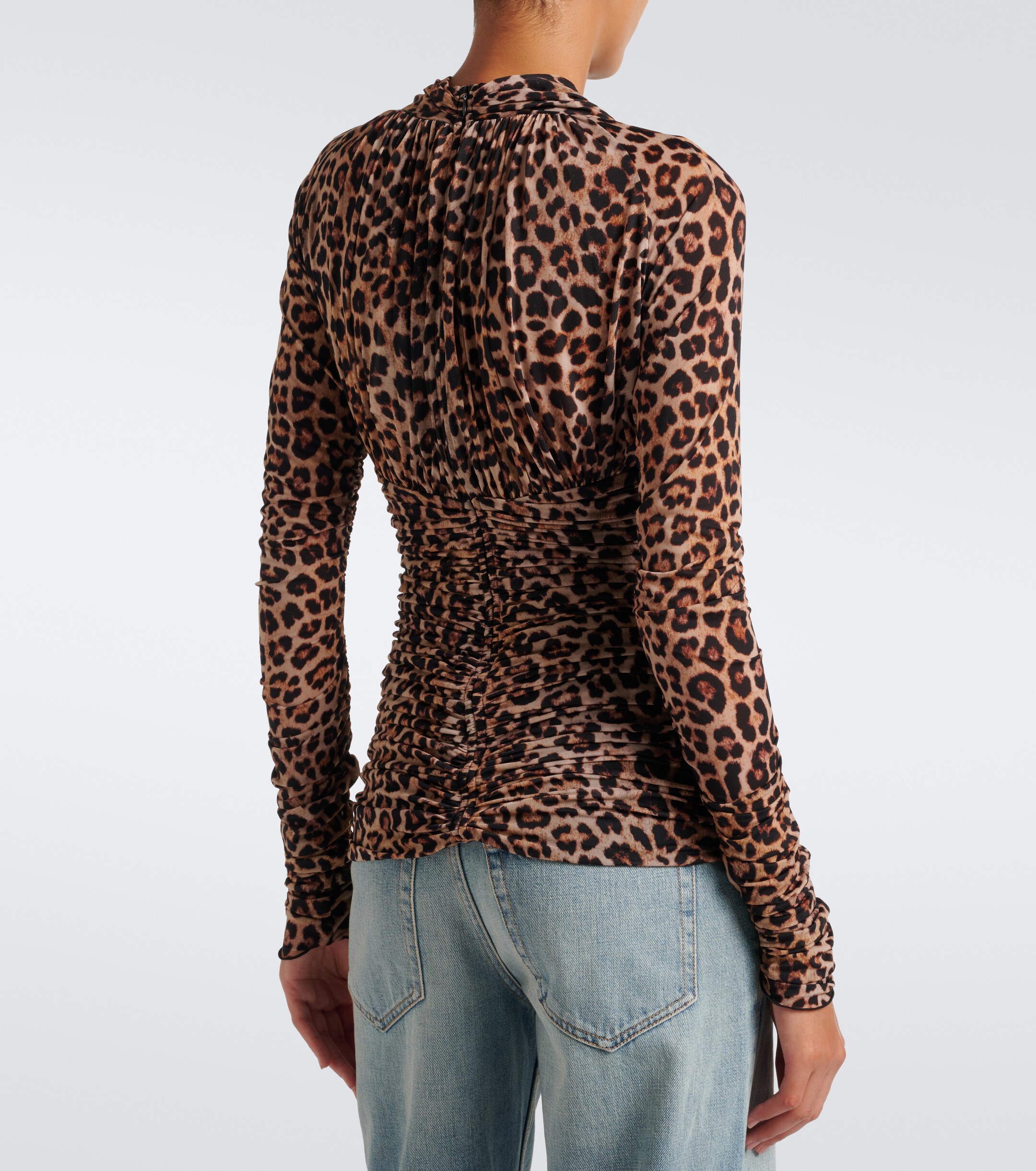 Blumarine Blumarine Floral-appliqué leopard-print jersey top