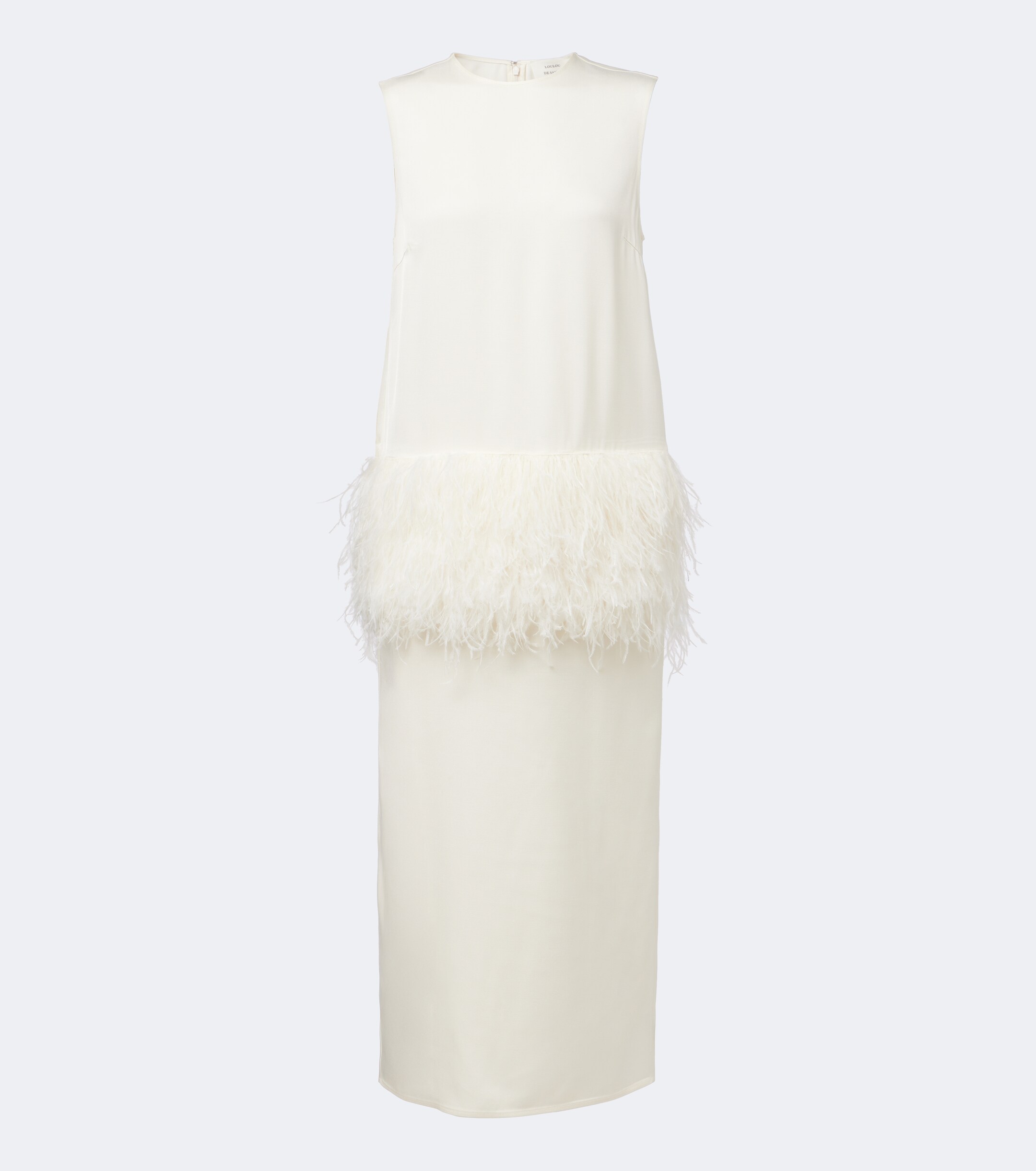 LOULOU DE SAISON Loulou de Saison Sonia feather-trimmed midi dress