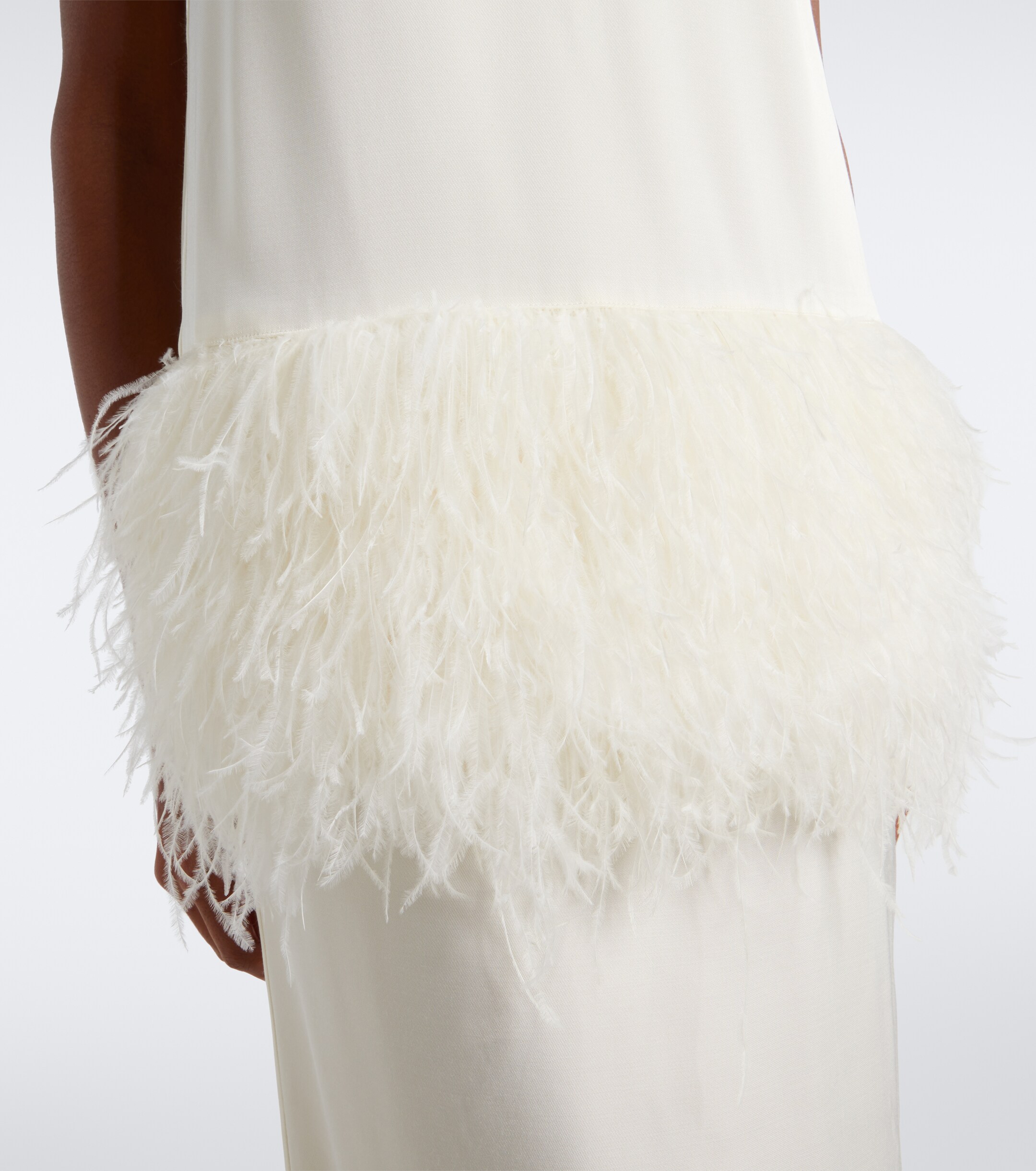 LOULOU DE SAISON Loulou de Saison Sonia feather-trimmed midi dress
