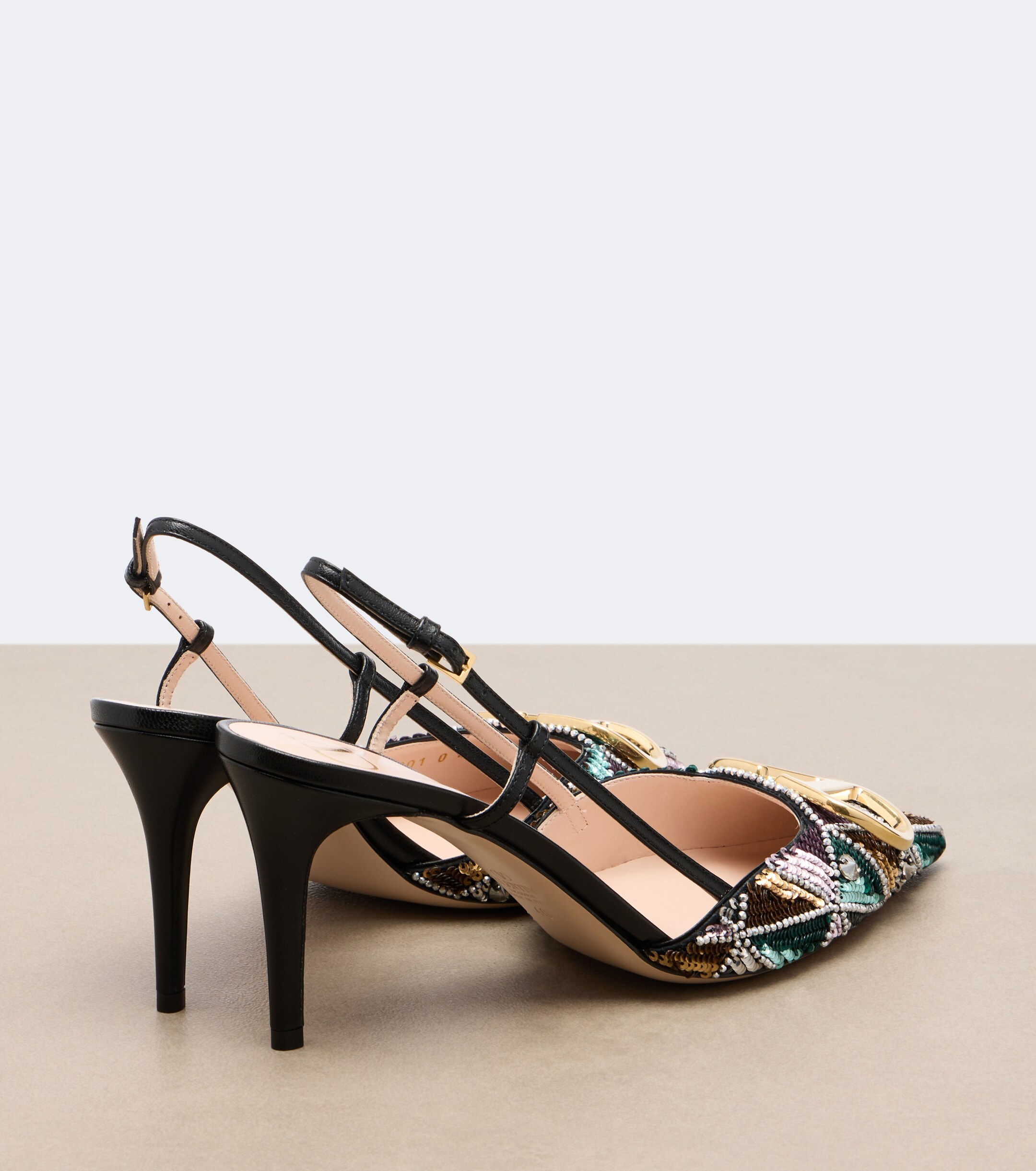 Valentino Garavani Valentino Garavani VLogo sequined leather slingback pumps