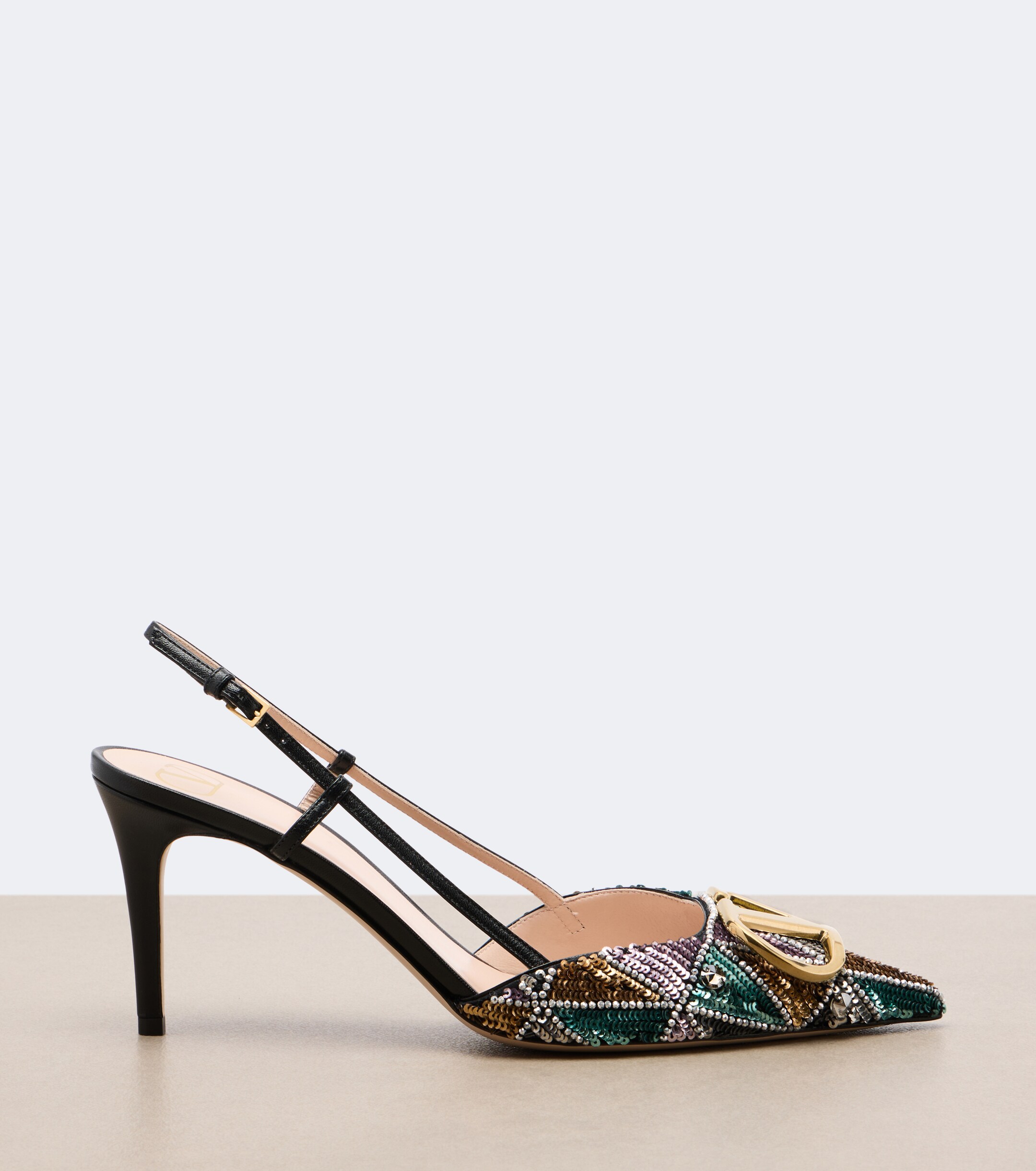 Valentino Garavani Valentino Garavani VLogo sequined leather slingback pumps